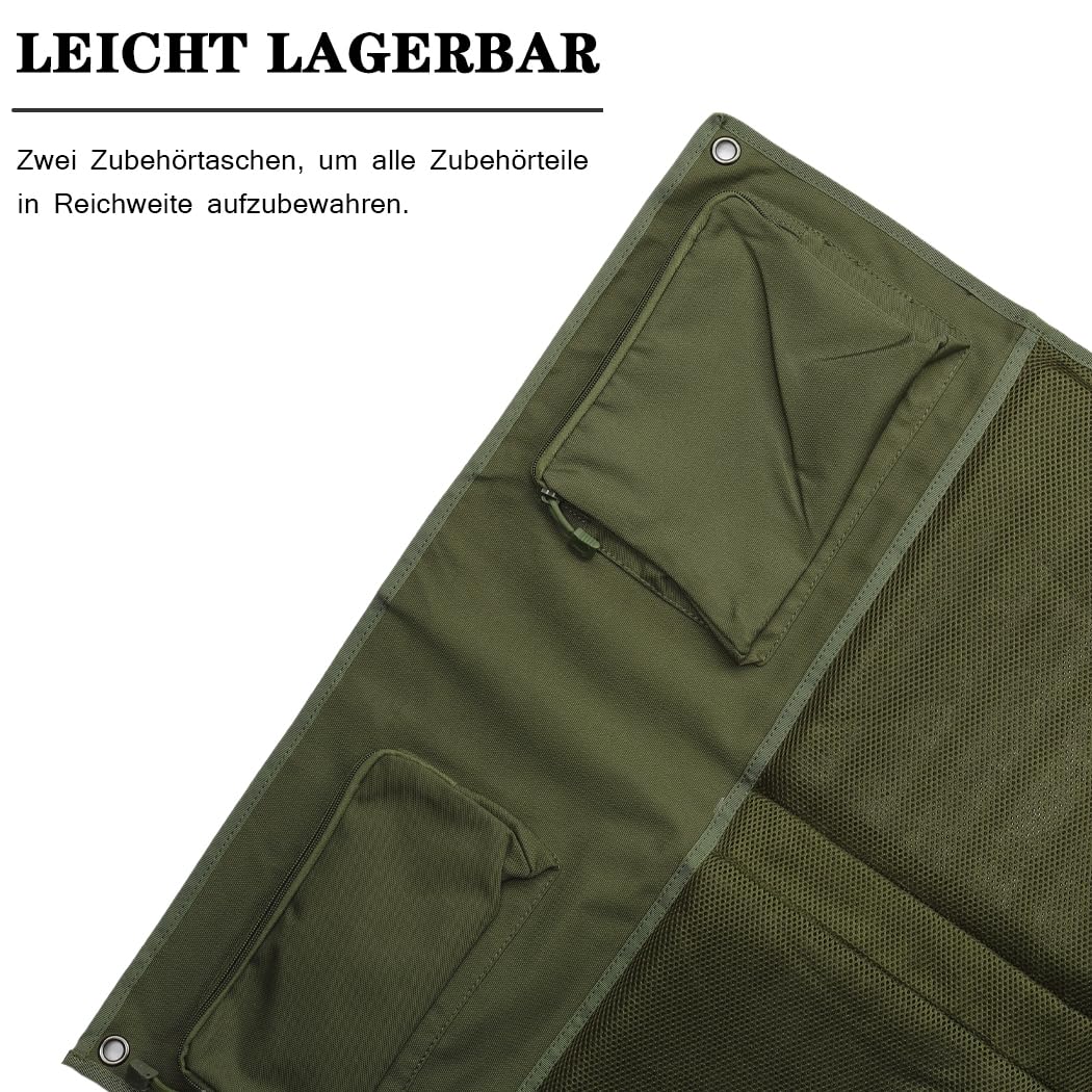 MOZETO Tappetino da tiro extra grande, pieghevole, con imbottitura per tiro sdraiato, dotato di sistema di cinghie Molle e due tasche per accessori