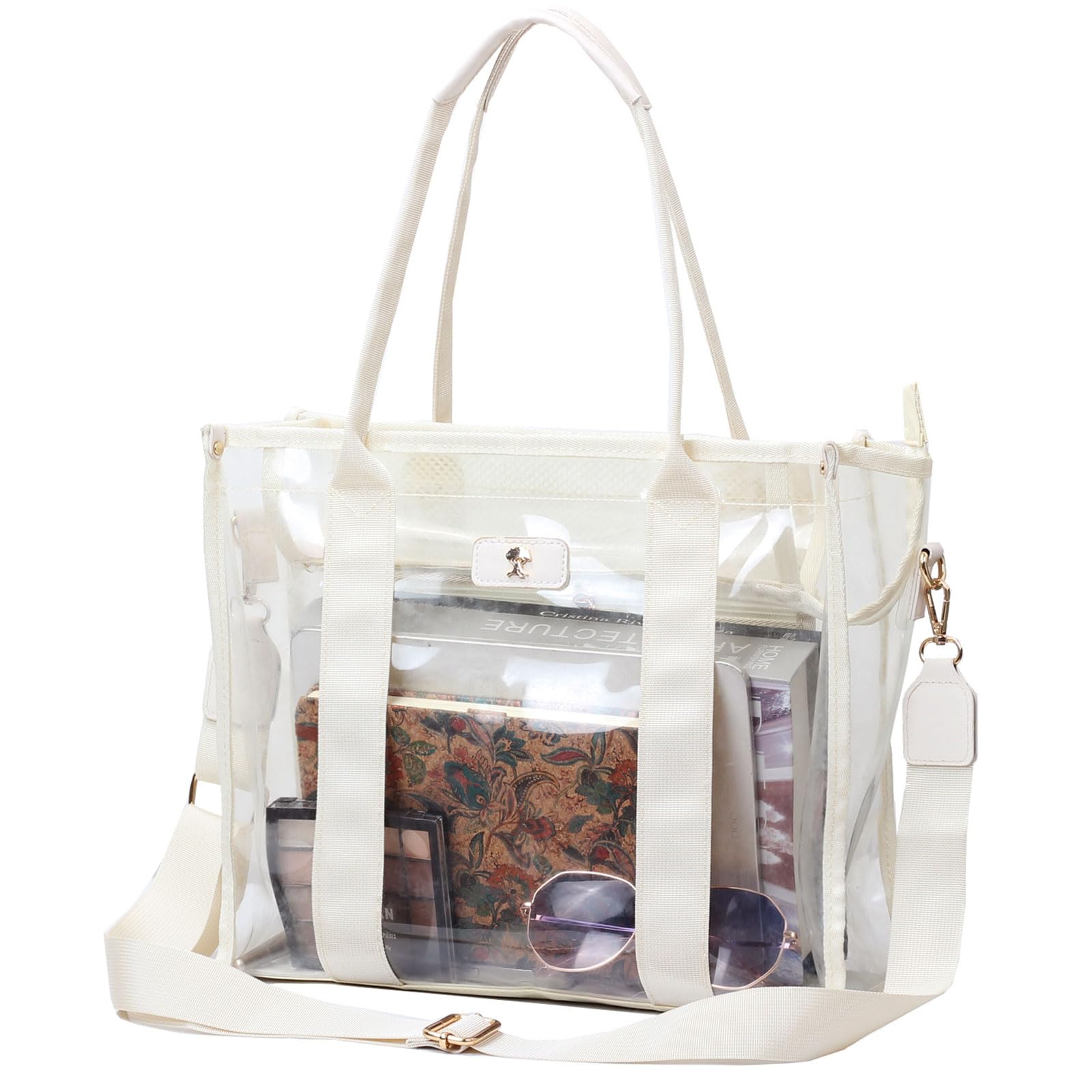 Large Clear Tote Bag Stadium Approved for Stadium Events Transparent Shoulder crossbody Handbag with Adjustable Strap | Large, Stadium Approved,