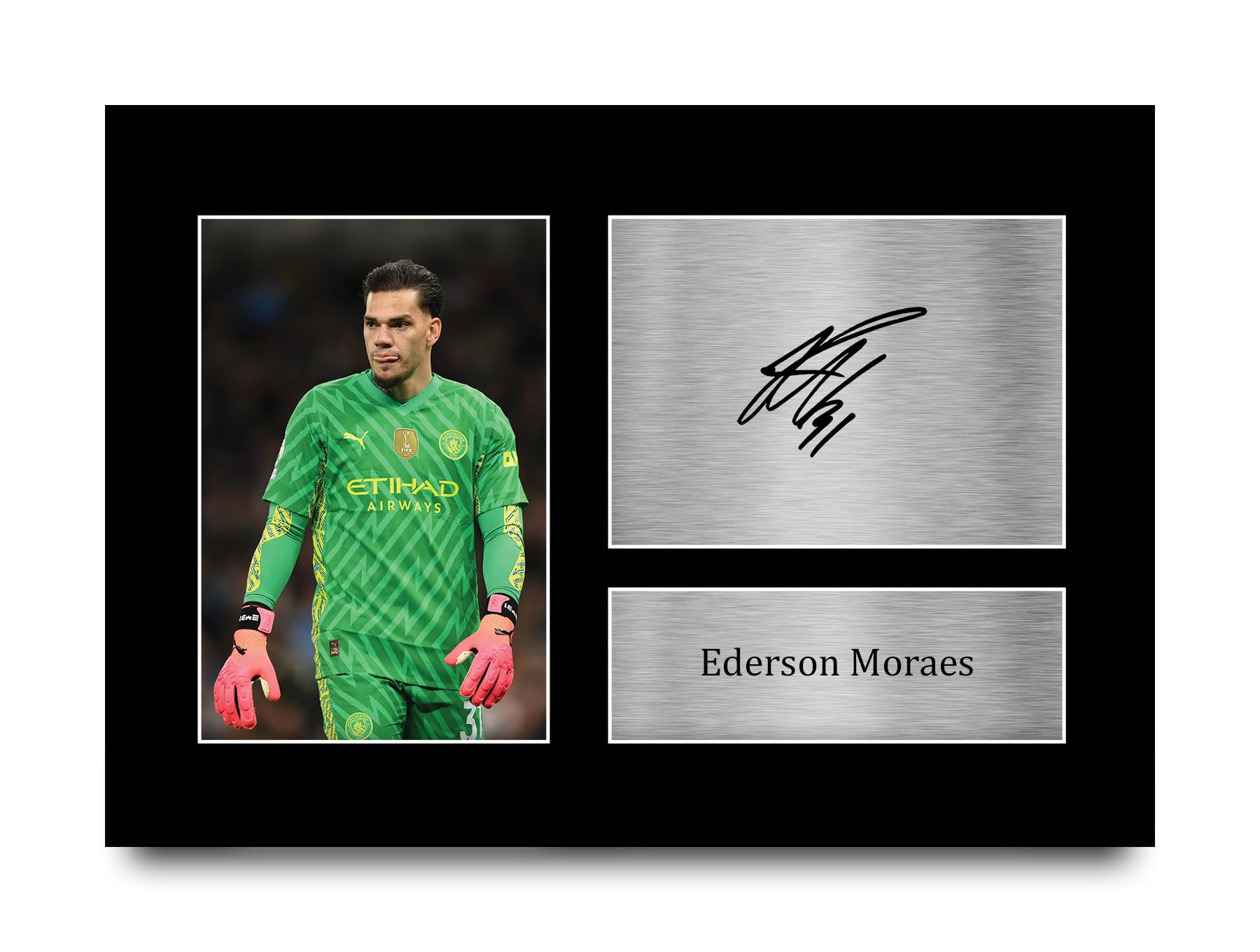 HWC Trading Ederson Moraes Gift Signed A4 Printed Autograph Manchester City Gifts Photo Display