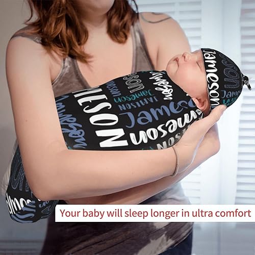 Miniatura 10 de Manta personalizada para bebé y sombrero con lazo para niñas y niños con nombre, mantas de bebé personalizadas para niñas y niños con nombre,