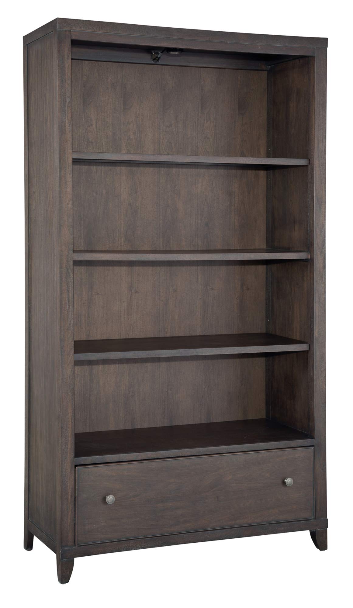Hekman Urban Executive Bookcase with File Drawer - Tall Bookshelf with Adjustable Shelves and Glass Shelf - Lighted