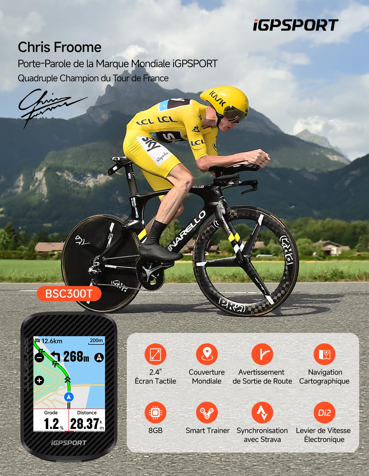 iGPSPORT BSC300T-set GPS Bicicleta,130 Datos, Compatibles de E-Bike, IPX7 Impermeable