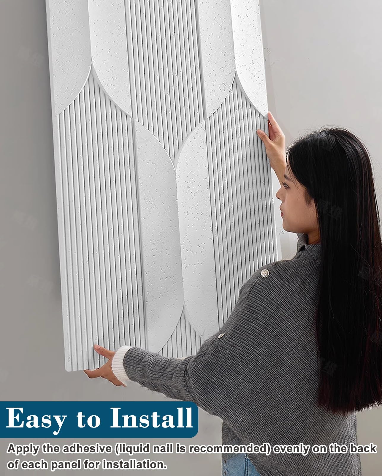 Paneles de Pared con Efecto Piedra, Paneles de Pared geométricos a Rayas 3D Impermeables, Revestimiento Texturizado de PU para decoración Interior/Exterior, Revestimiento de Pared Decorativo