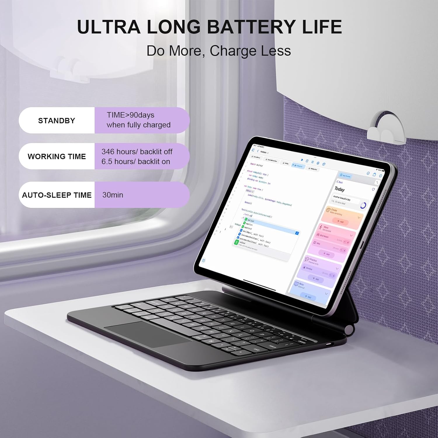 Magic Keyboard Case for iPad Air 13 (M3 2025 / M2 2024)& iPad Pro 12.9 (6th, 5th, 4th, 3rd Gen), Magnetic Floating Stand, 2.16lbs Slim Trackpad Keyboard with Backlit Keys -Travel Friendly