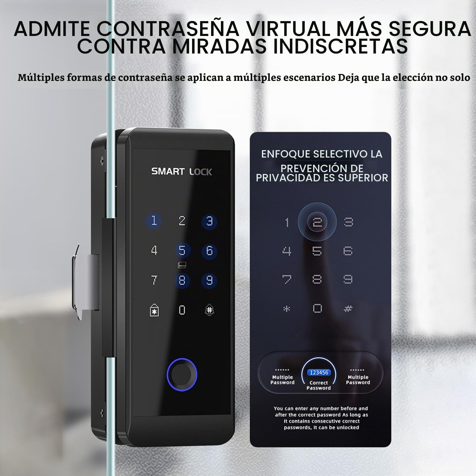 Asixxsix Cerraduras Inteligentes Para Puertas De Cristal, Cerraduras Biométricas 4 En 1 Con Wifi, Huella Dactilar Y Entrada Sin Llave Con Tarjeta Ic Contraseña Llaves, Sin Taladrar