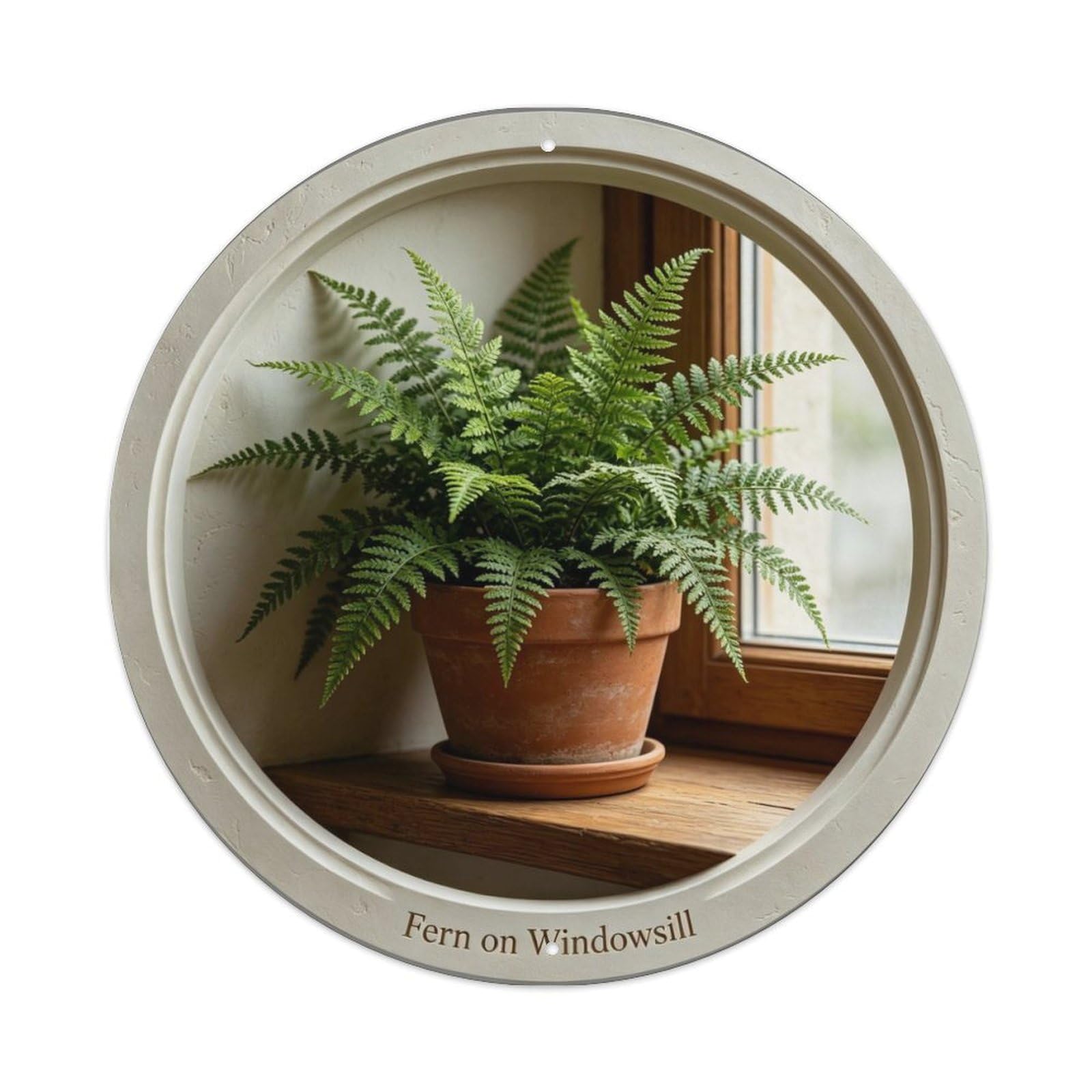 Fern on Windowsill Metal Tin Sign Plaque