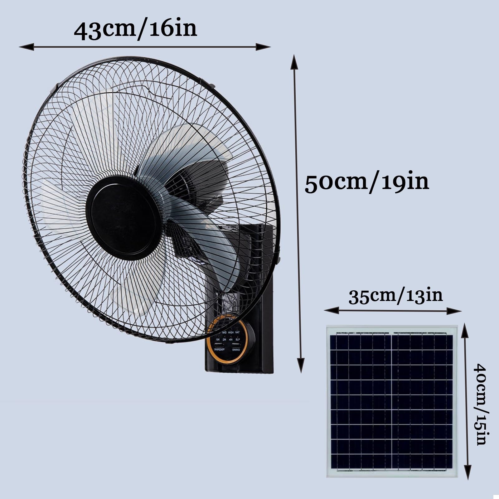 Ventilatore da parete con oscillazione e inclinazione regolabile, design a 5 pale ad alta velocità per camera da letto, casa ed esterno