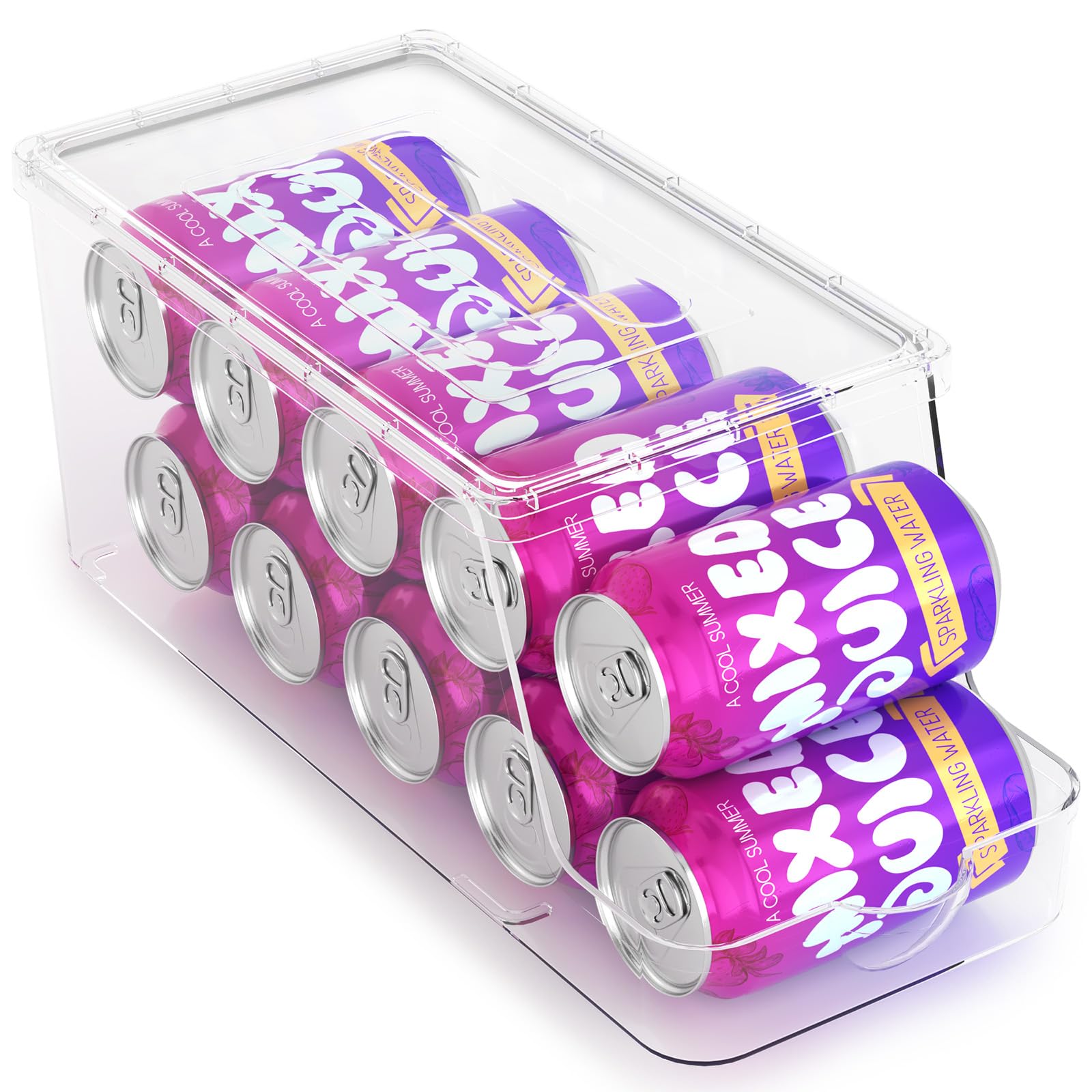 theaoo Soda Can Dispenser for Refrigerator with Lids, Stackable, 1 Pack