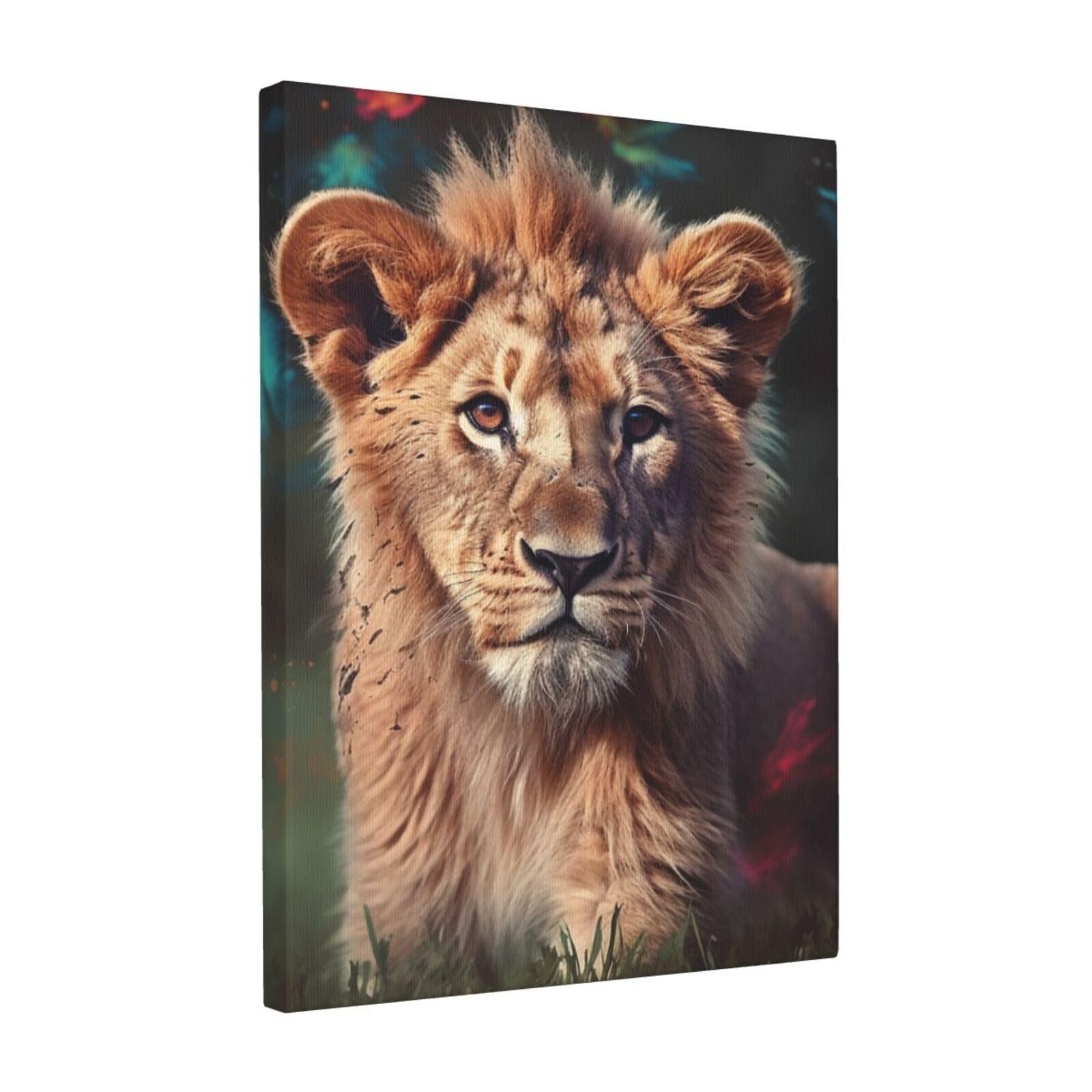 FodPand Art Lion Canvas Wall Art for Living Room Wall Decor 12"x16" Modern Artwork Painting Pictures Hanging Canvas Prints Aesthetic Wall Art for Bedroom Bathroom Office Wallart Decor