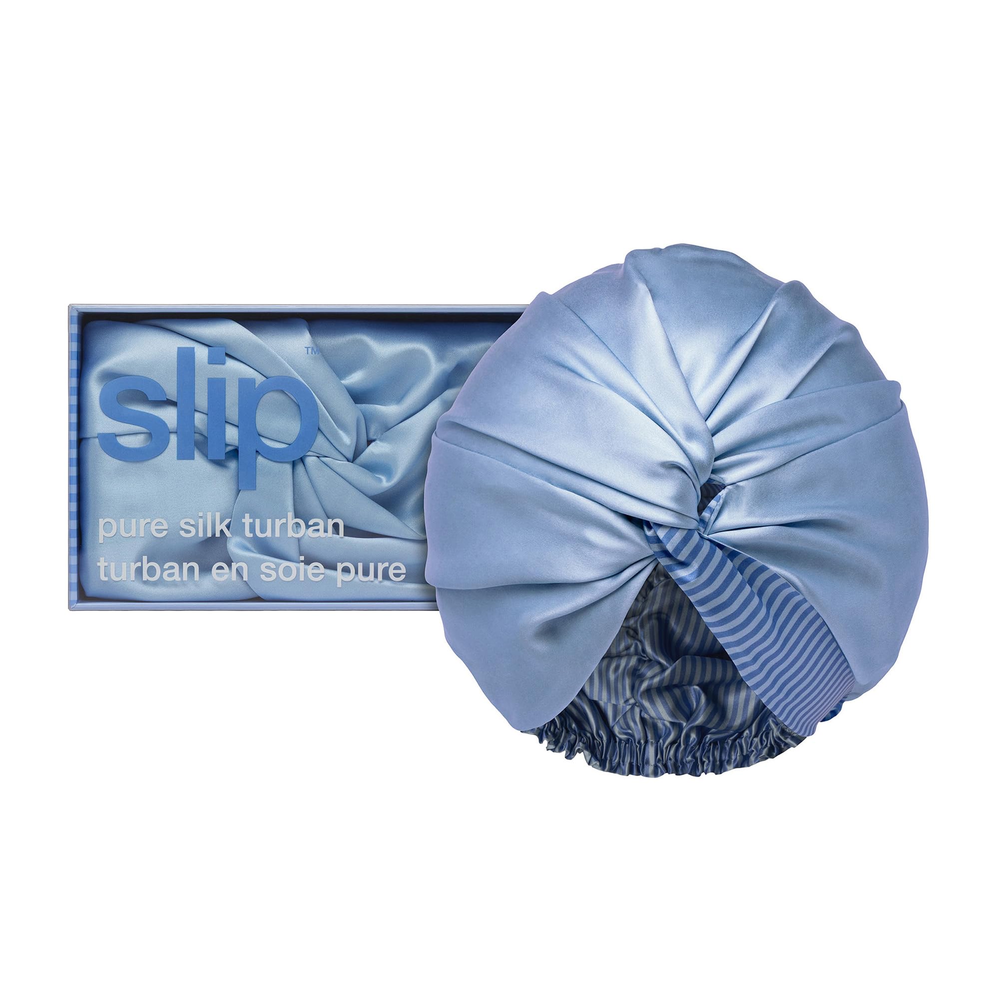Slip Women's Cornflower Pure Silk Turban| 100% Mulberry Silk, Ultra Soft & Gentle On Hair, Prevents Breakage & Frizz, One Size