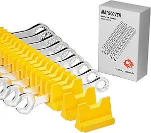 80PCS Modular Wrench Organizer Wrench Holder - Wrench Tool Organizers for Tool Drawer Storage, Wrench Storage Set with Metric & SAE Label, Wrench Rack Tool Gift for Professional Mechanics, Yellow