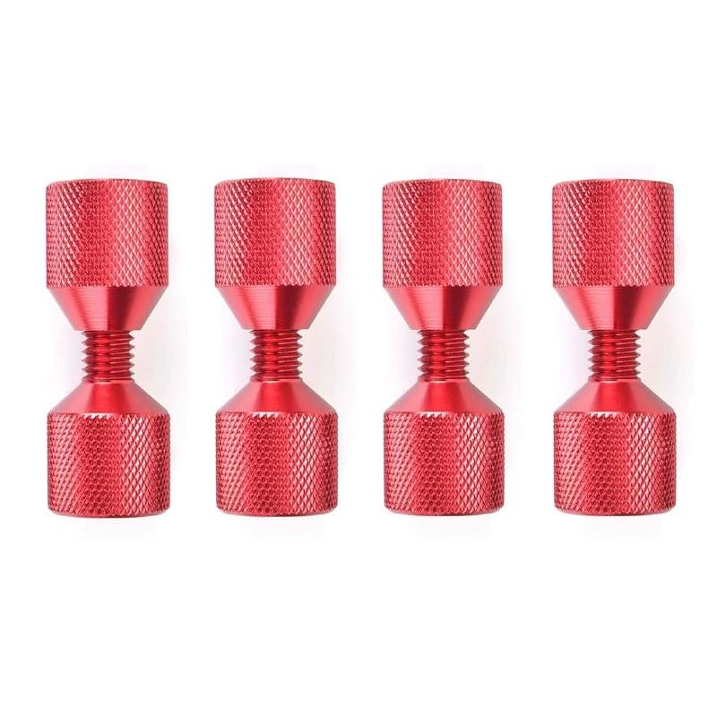 Kit de pinos retos de dois furos para alinhamento de flanges ZHSYMX em alumínio anodizado vermelho, 4 peças