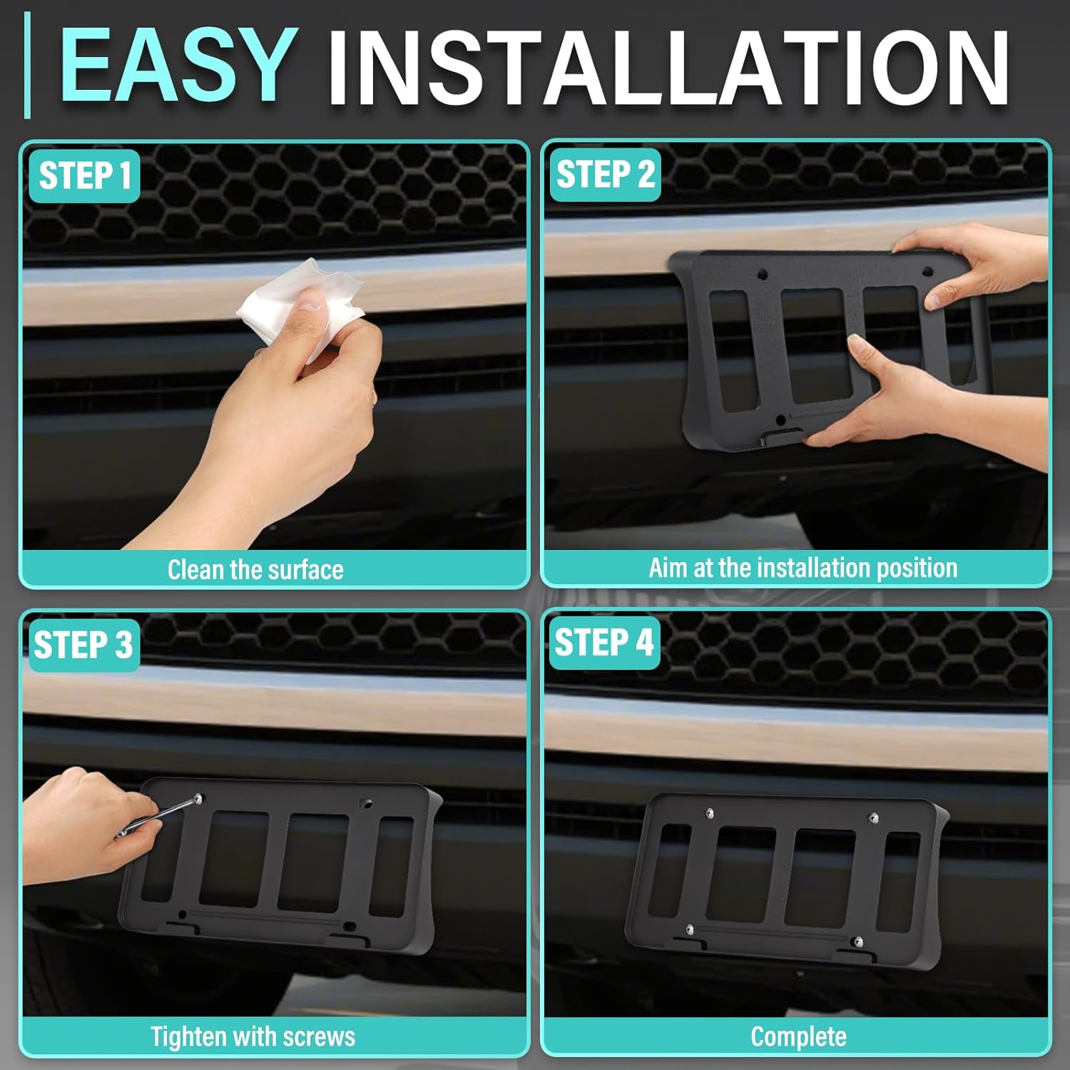 Quick Install Front License Plate Holder Compatible with Toyota OEM 2007-13 Tundra ABS License Plate Mounting Bracket Replacement Frame with Screws, Durable Car Accessories Upgrade