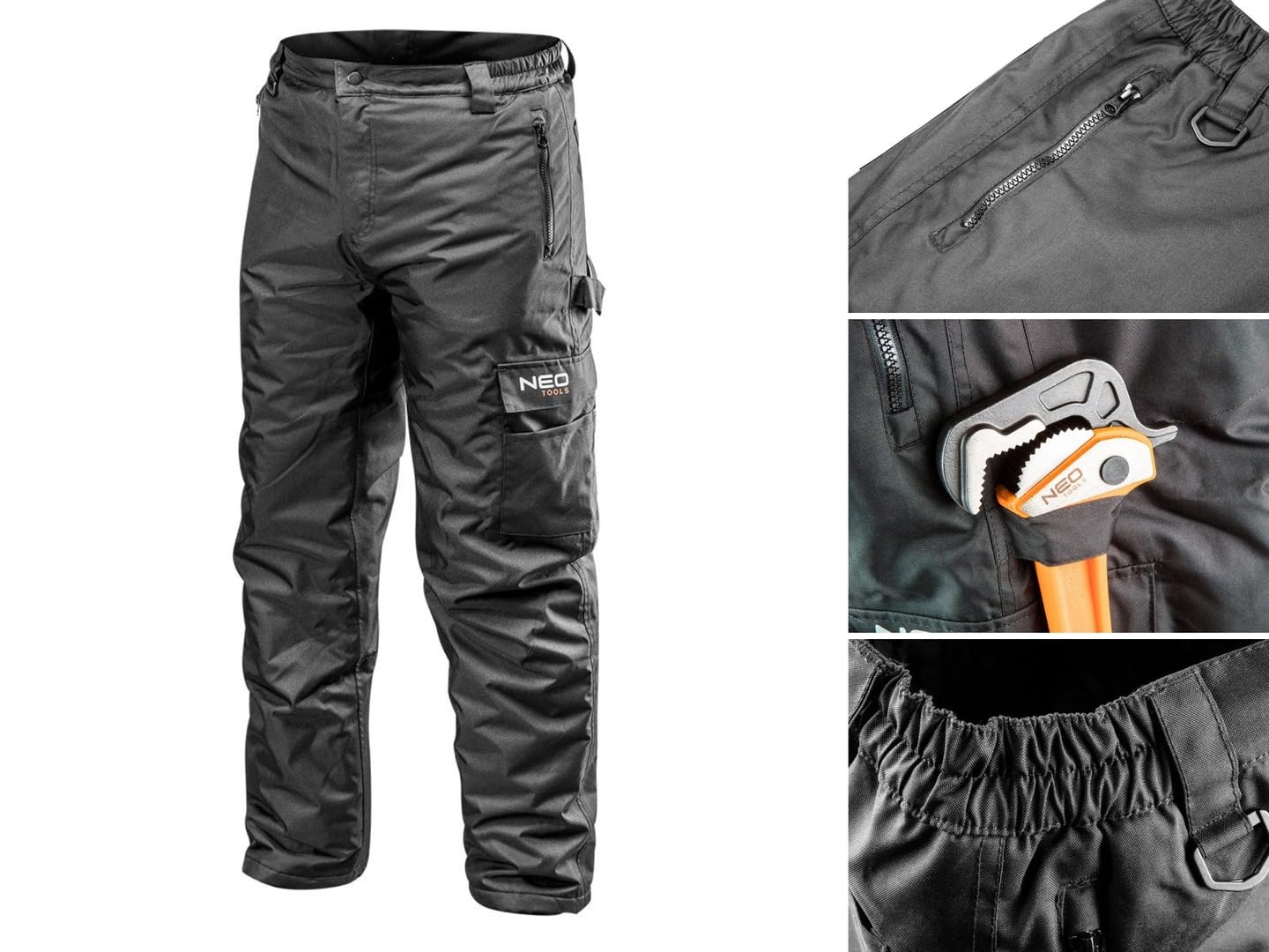 NEO TOOLS Thermo Männer Winter Arbeitshose oder Set mit Winter Arbeitsjacke | Gr. S(48) - 3XL(58), Robuste, Warme, Wasserdichte, Winddichte aus Verstärktem Oxford-Gewebe