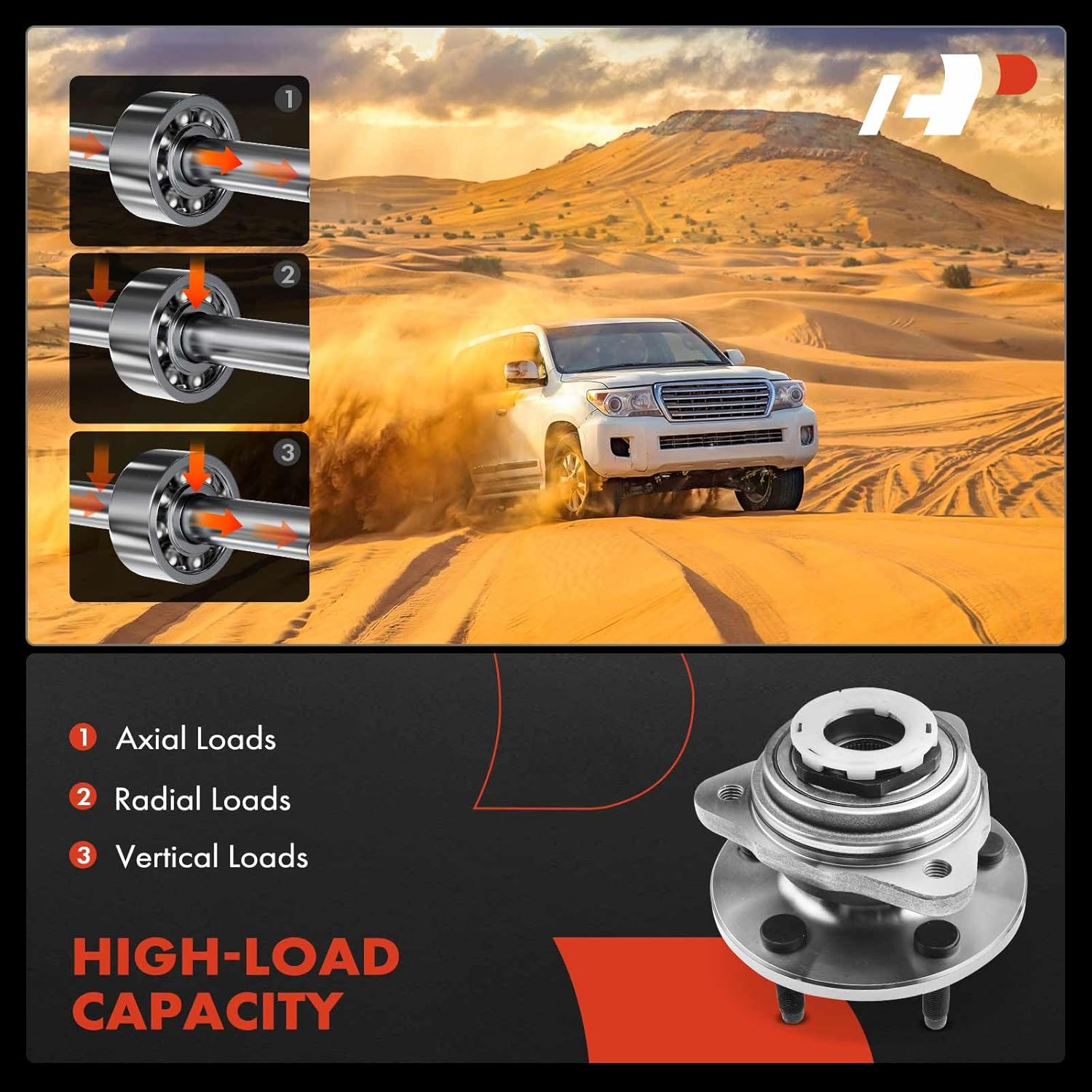 A-Premium Front Wheel Bearing and Hub Assembly with 5-Lug Compatible with Ford Ranger 1998-2000 & Mazda B3000 1998-2000, B4000 1998-2000, 4WD & 2-Wheel ABS Only