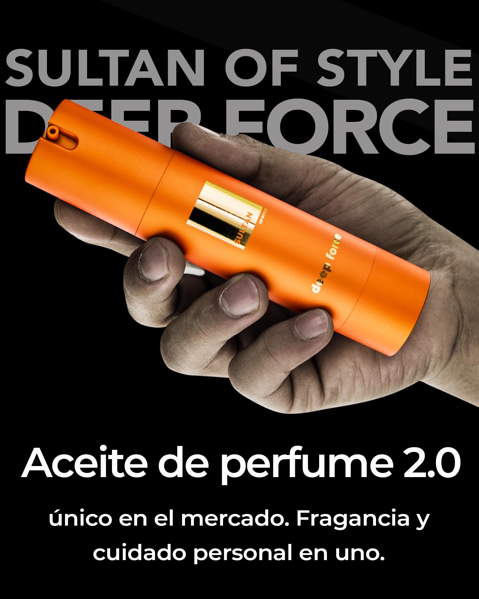 Sultan of Style Aceite de perfume Deep Force para hombre - Fragancia oriental intensa y elegante - 100% sin alcohol - Aceites esenciales para el cuidado personal - Regalos para hombre