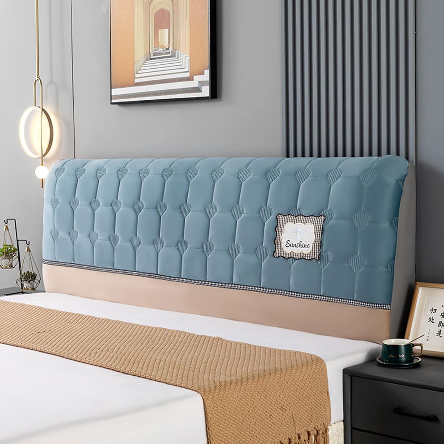 Bed Headboard Cover, Headboard Covers for Double Bed/Small Double, Elastic Headboard Cover for Queen Size Bed, Headboards Beds Cover Backrest Cover for Bedroom