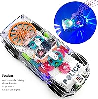 Vista 4 de Tipmant Vehículo eléctrico de coche de policía para bebés y niños pequeños, conducción automática, engranajes transparentes, música, luces