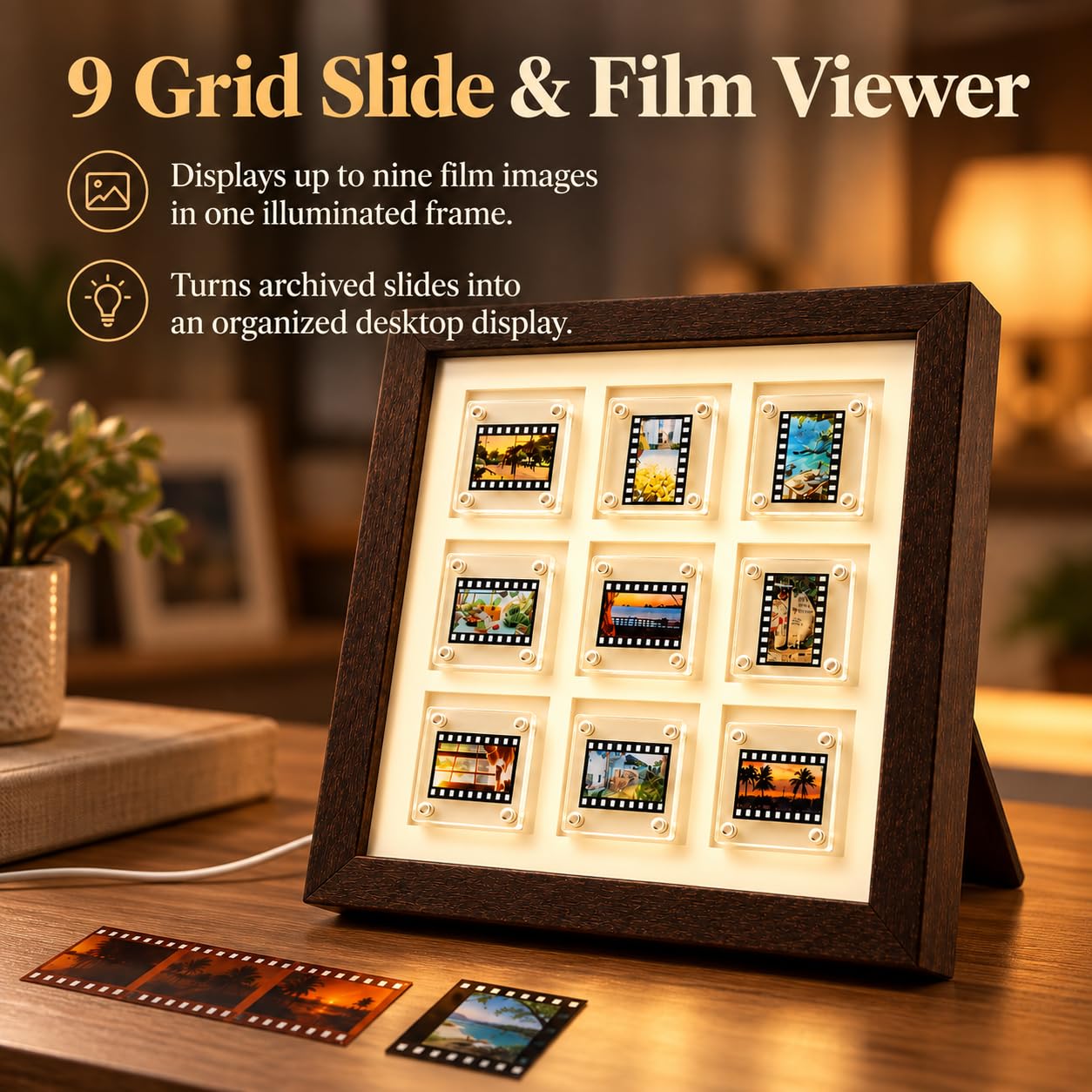 Visor de diapositivas y películas de 9 cuadrículas, 135 formatos, soportes