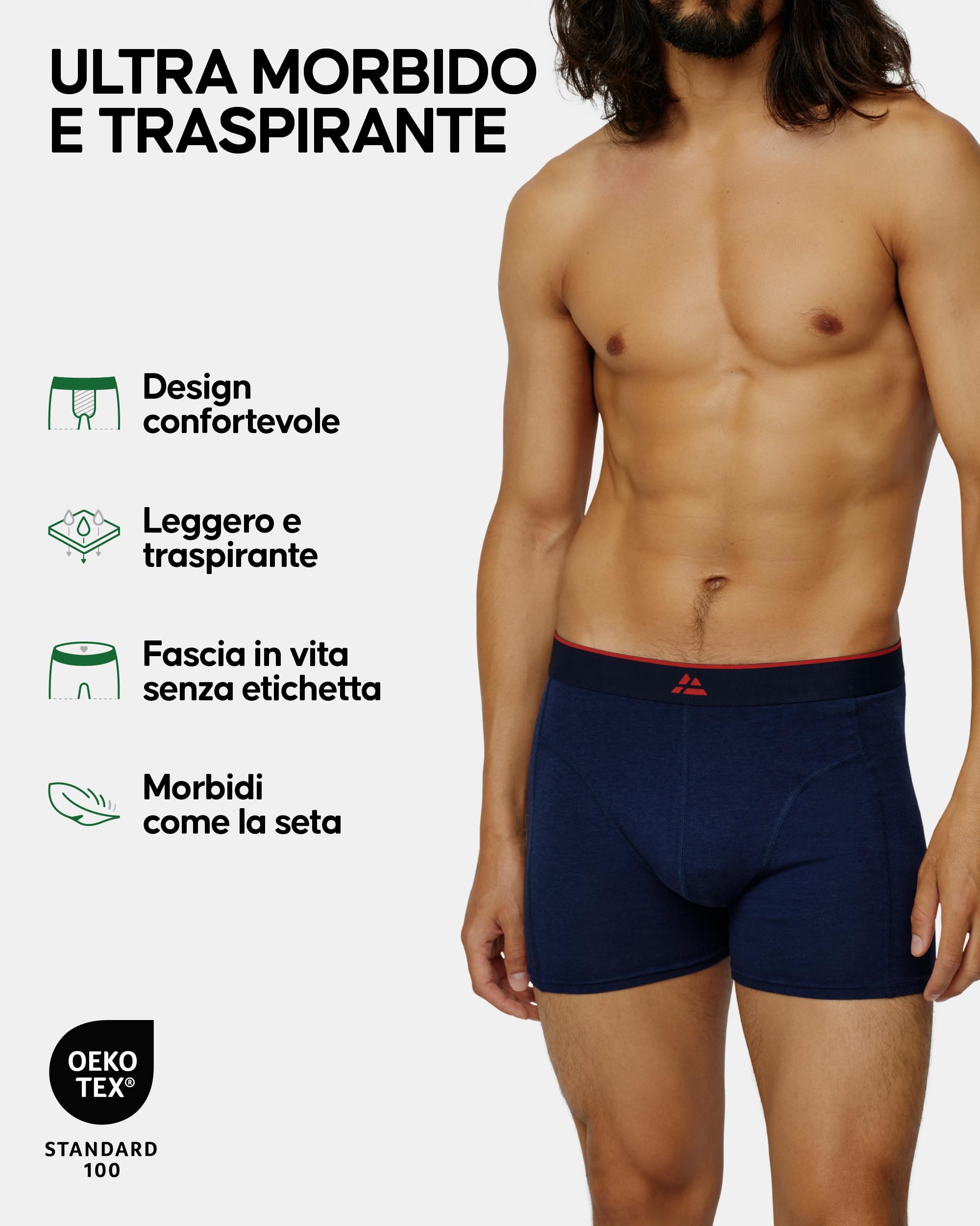 DANISH ENDURANCE Boxer Uomo in bambù Ultra Morbido, Mutande Boxer Bamboo Comodi, Traspiranti, con o Senza Apertura Frontale, 6 o 10 Paia