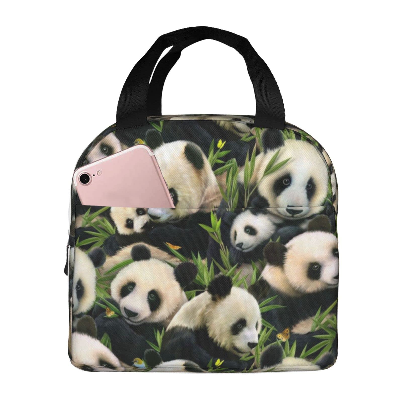 BAAROO Ladybug Daisy Insulated Lunch Bag Cool Bag Lunch Boxes Tote Bag Handbag for Adult and Kids-Cute Panda-One Size