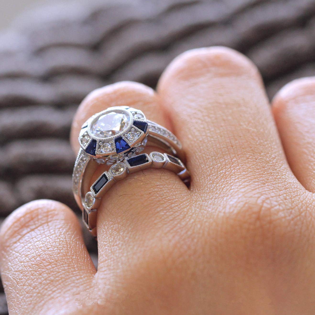 Amazon.com: 925 Sterling Silver Natural Blue Topaz Ring