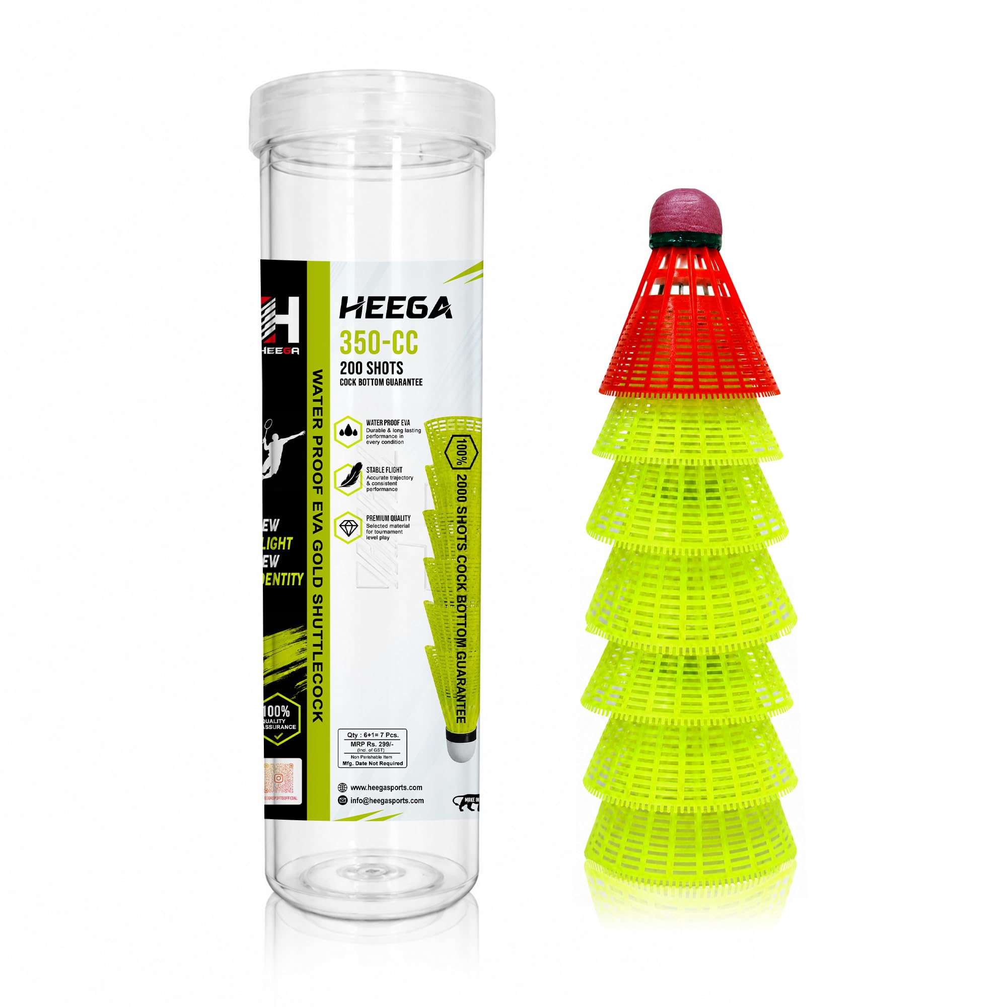 HEEGA Plastic Shuttle Cock Pack of 7 | Durable Nylon Shuttlecocks for Badminton | Stable Flight & High Visibility | Ideal for Indoor & Outdoor Play-image-6