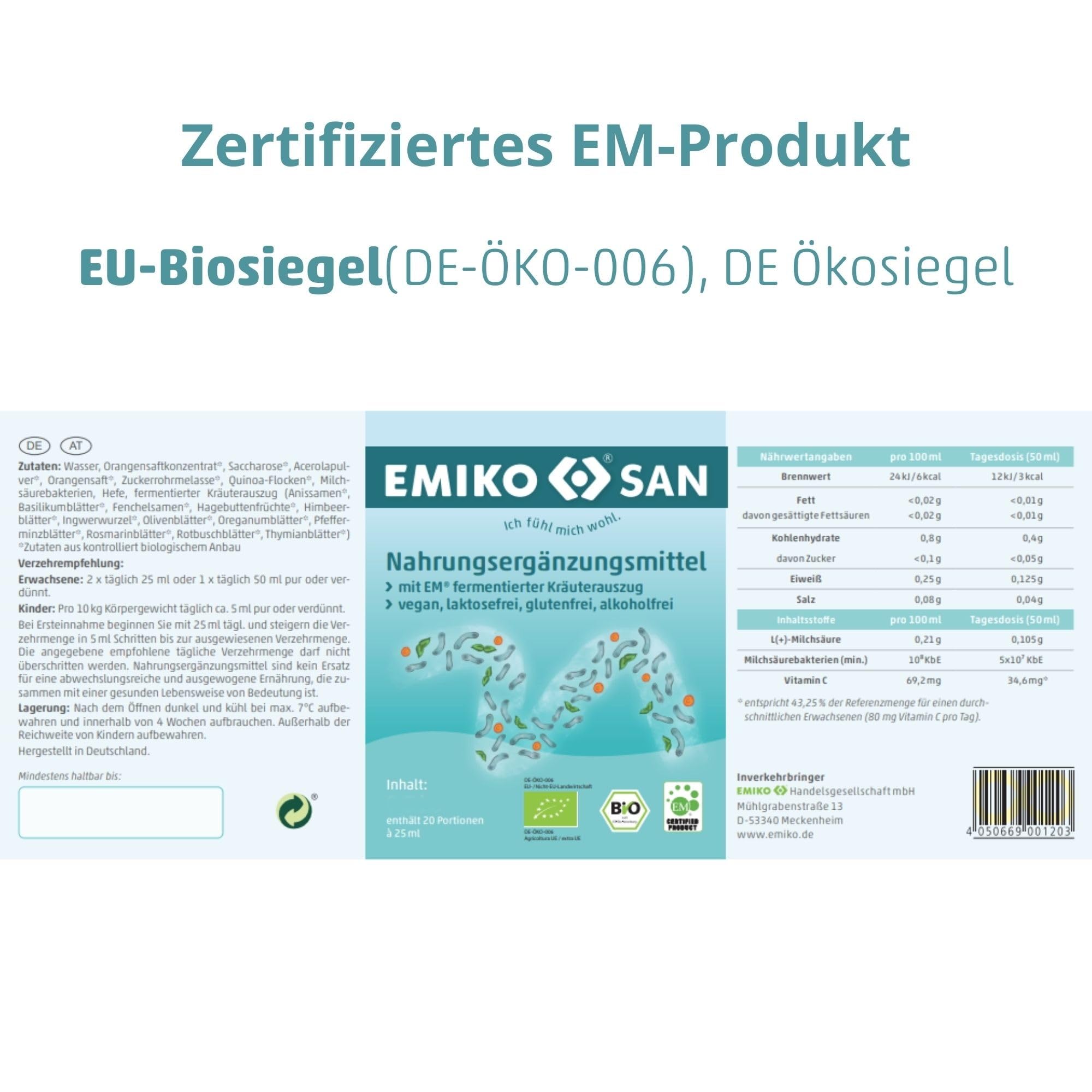Emiko San Integratore alimentare con Microrganismi Effettivi EM (1 Litro) Emiko