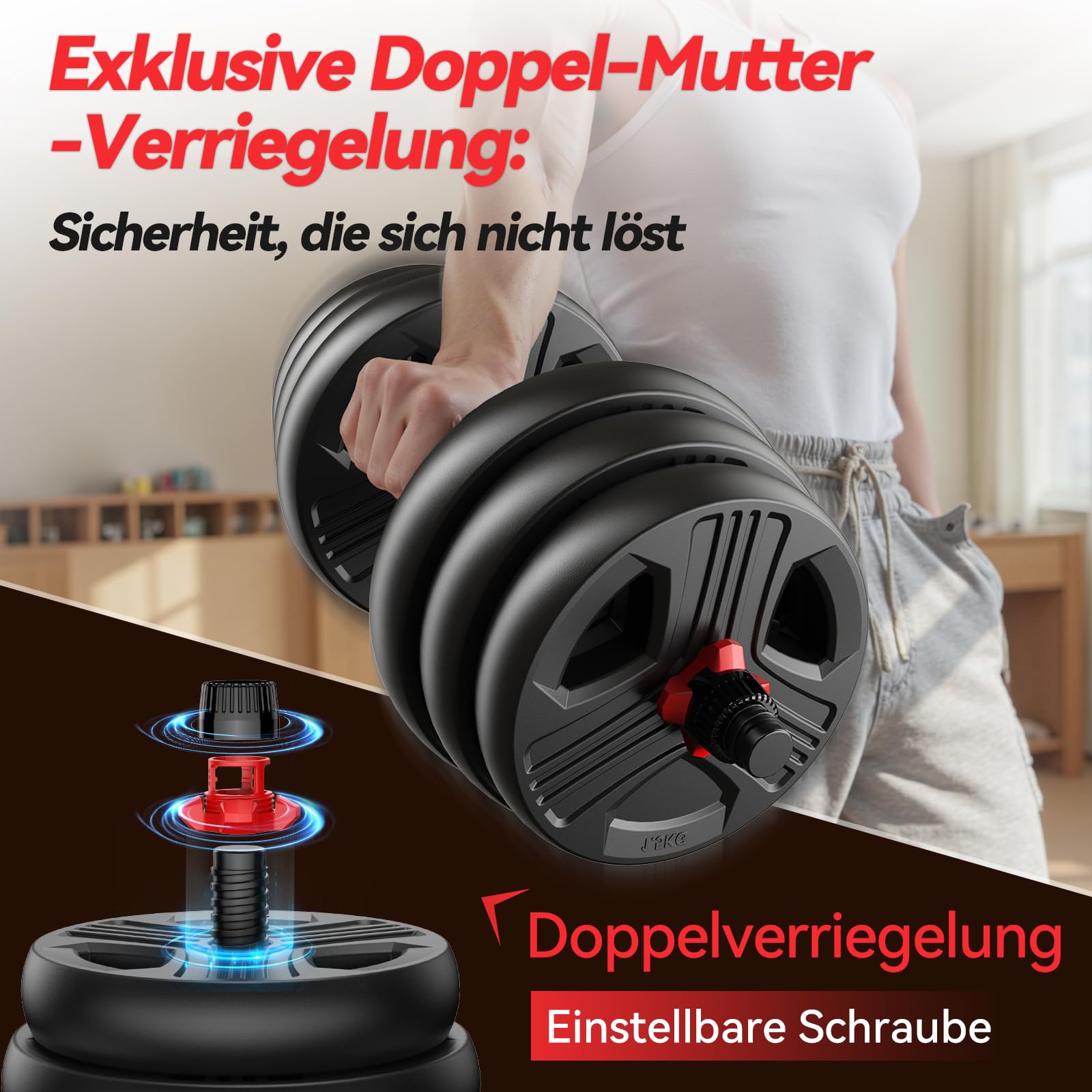 FEIERDUN 10kg-40kg Hanteln Verstellbar 2er Set, 5-in-1 Hantelset Dumbbell Set, Langhantel, Kettlebell, Liegestützständer für Ganzkörpertraining, Krafttraining für Männer und Frauen