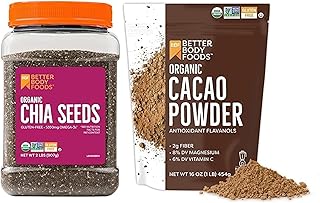 BetterBody Foods Organic Chia Seeds, 32 oz + BetterBody Foods Organic Cacao Powder, 16 oz
