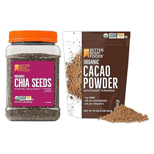 Miniatura 2 de BetterBody Foods Semillas de chía orgánicas, 32 onzas + BetterBody Foods Organic Super Seeds  Mezcla de semillas de chía orgánicas, semillas de lino