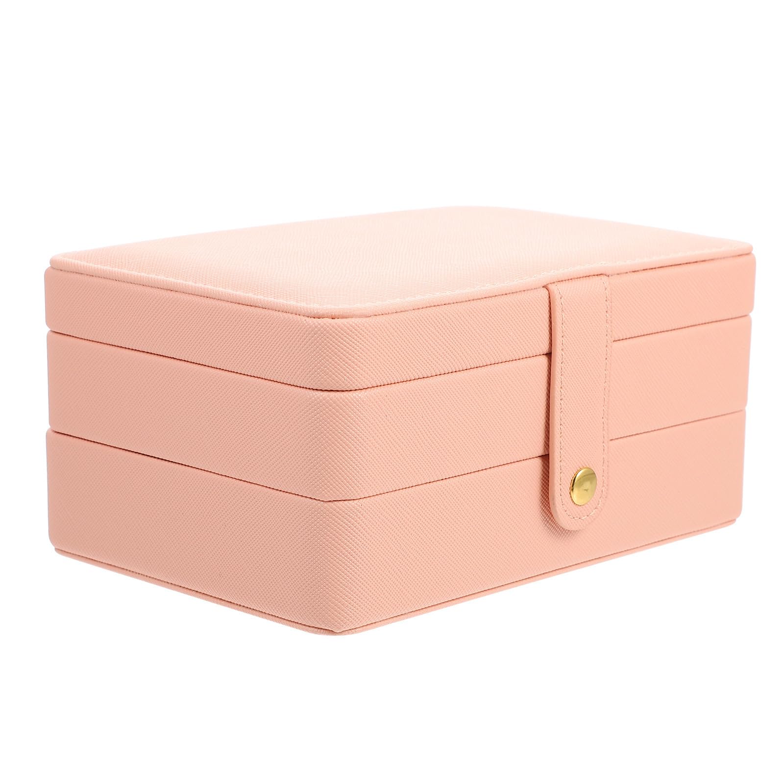 Boîte à bijoux élégante en cuir PU rose de finition supérieure Alipis