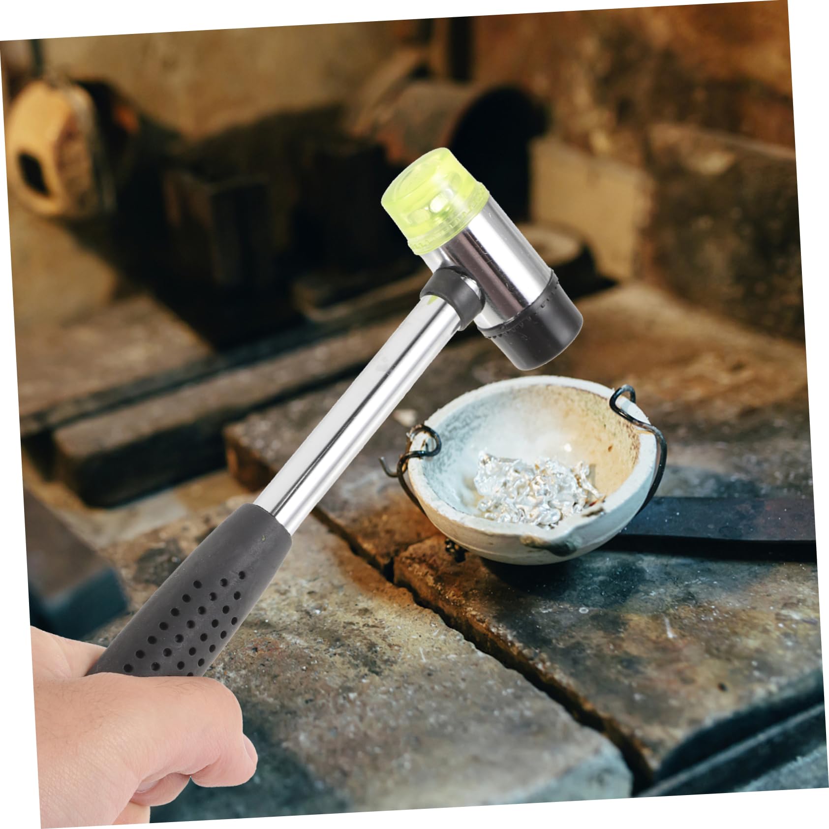 GARIOUANS Ajustador de Anillos Ligero de Acero Inoxidable Martillo de Goma para Mantenimiento de Joyería y Moldeador de Anillos Portátil Práctico