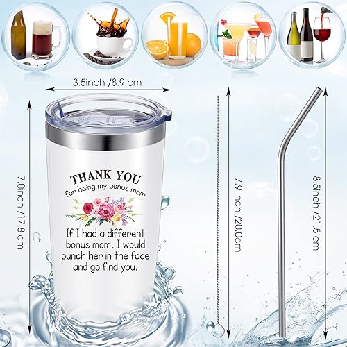 Miniatura 6 de Patelai Thank You for Being My Stepmother Mom Regalos para mamá, madrastra en el Día de la Madre, cumpleaños, regalos para suegra, 20 onzas,