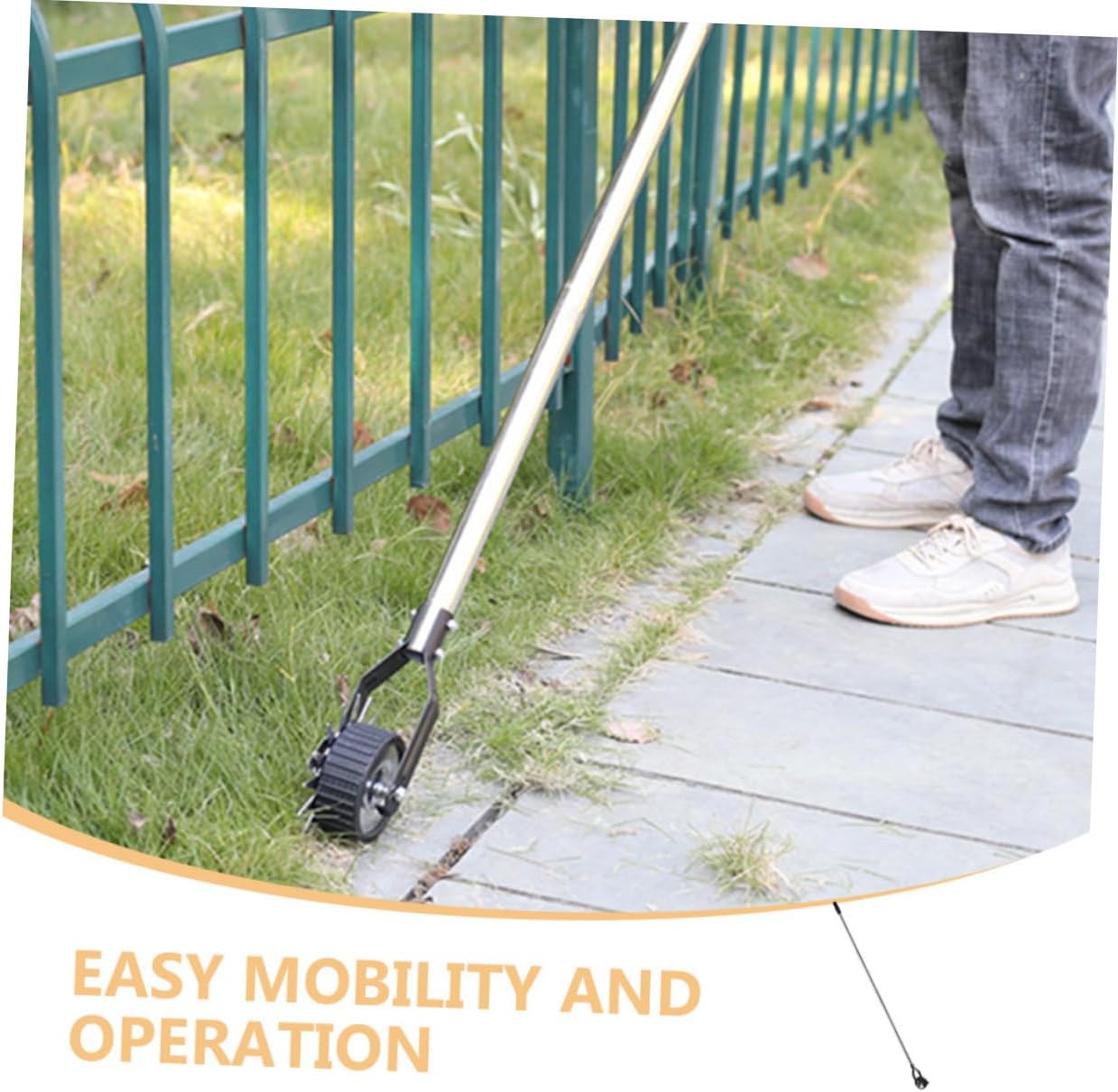 1set Wheel Rotary Edger Lawn Tool Manual Grass Trimmer for Precise Edging Metal Blades for Landscaping and Sidewalk Maintenance Handle