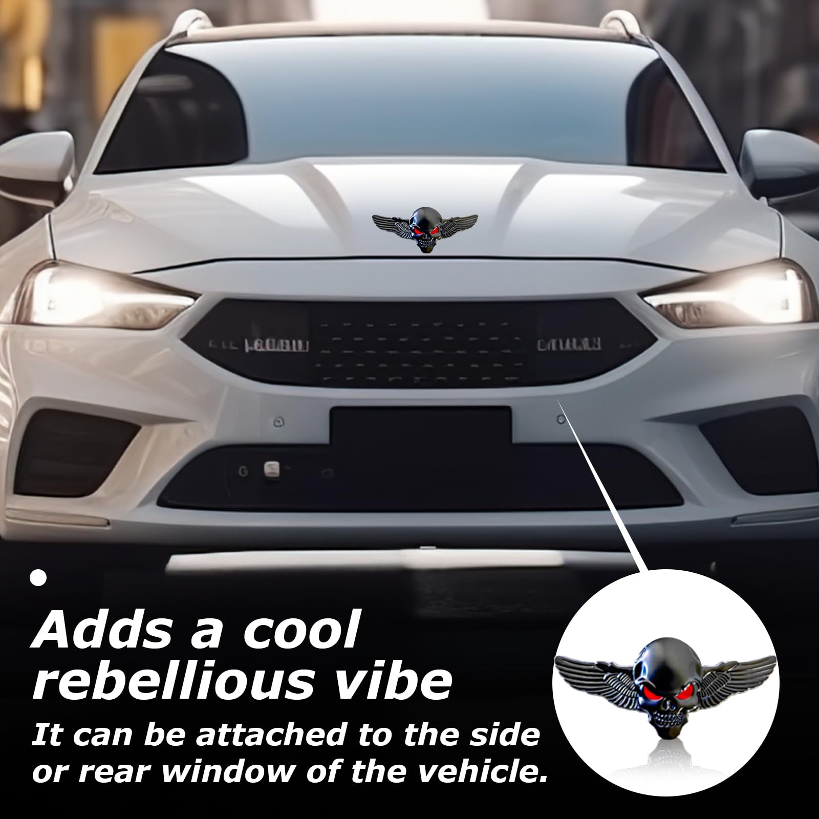 Adesivi Metallici Teschio 3D Per Auto E Moto - 2 Pezzi, 11x5cm, Argento - Foto 8