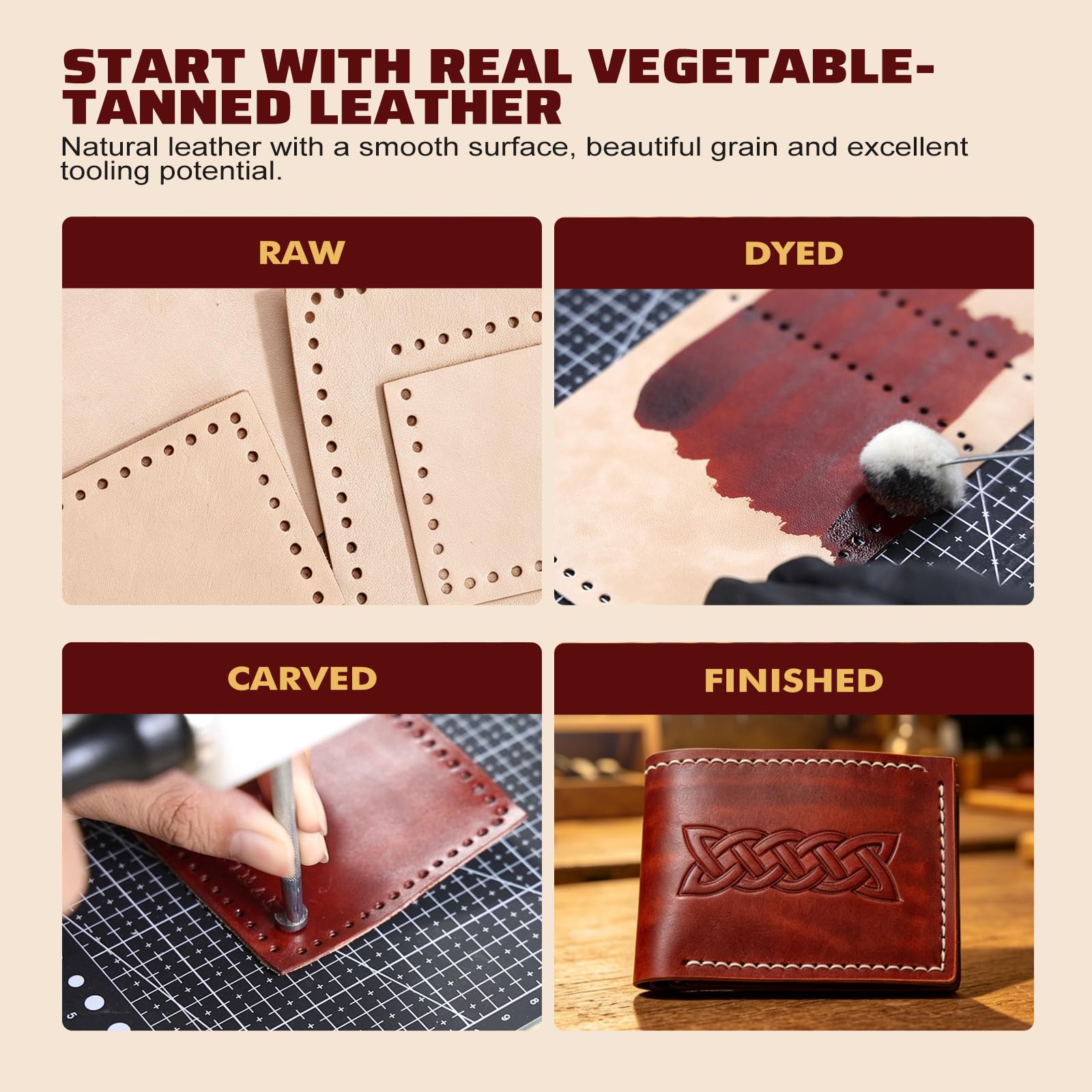 DIY Leather Wallet Kit - Beginner Leathercraft -4
