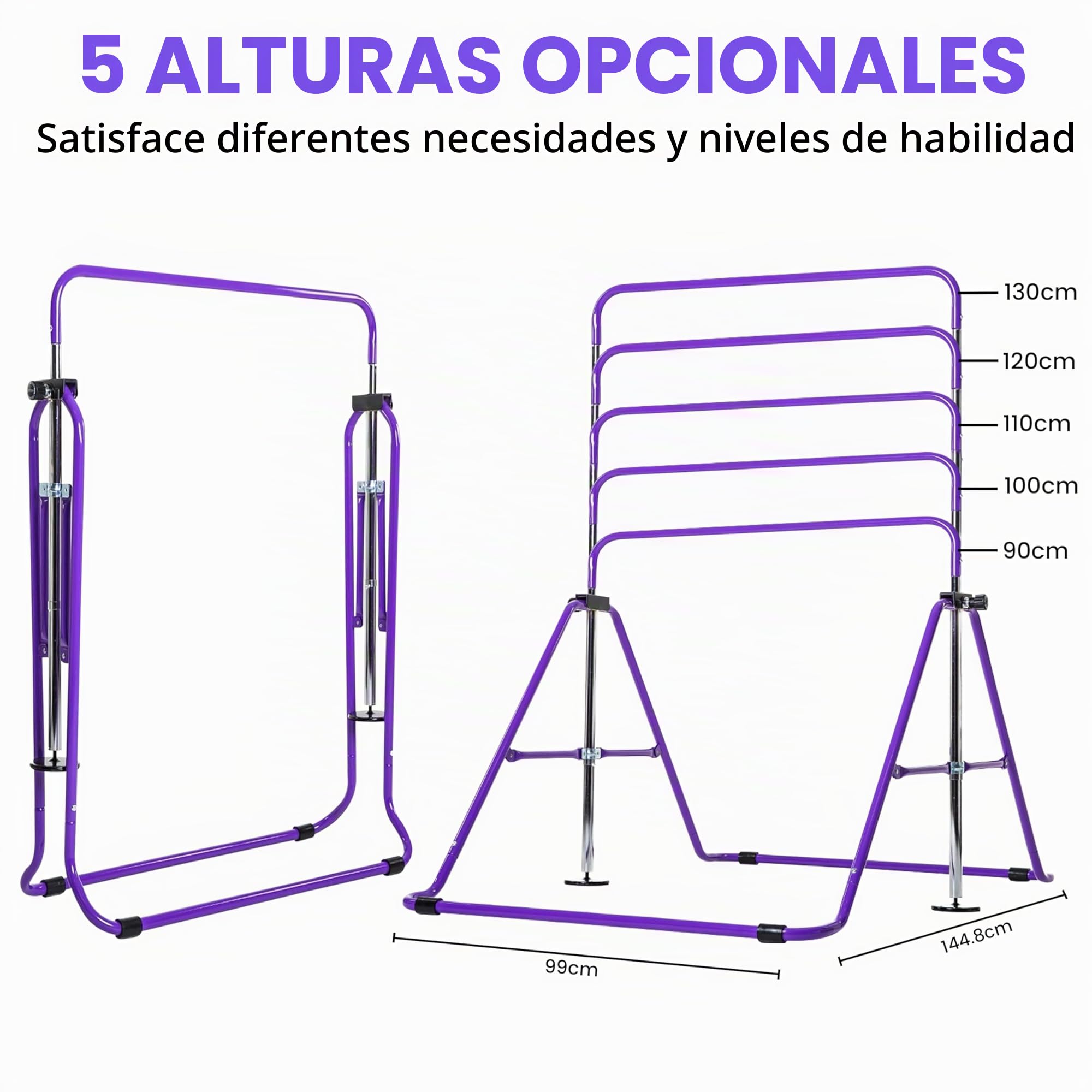 Barra de gimnasia para interiores y niños, altura ajustable para el hogar, estable y segura, barra de gimnasia con anillos y asas, resistente