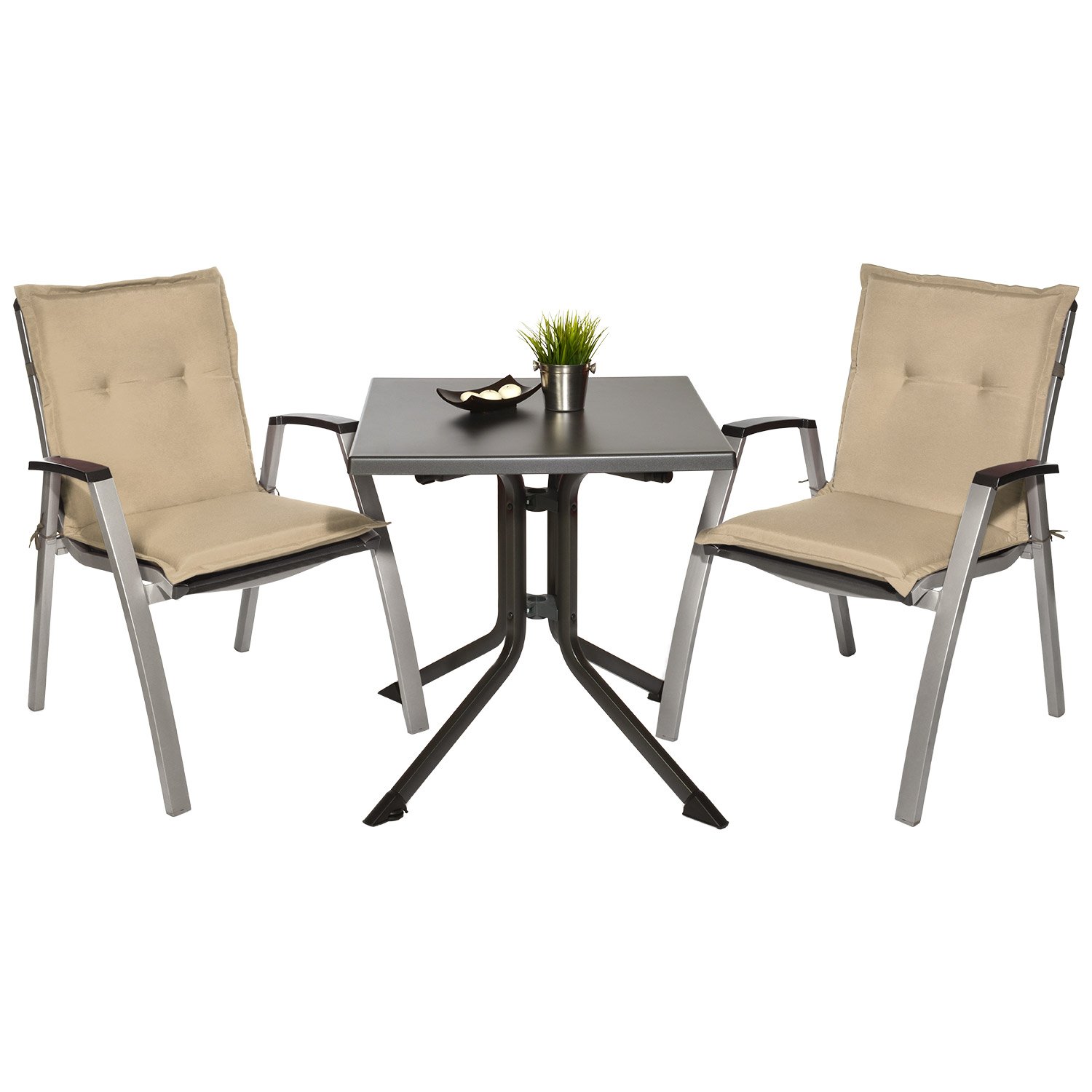 Beautissu Set di 6 Cuscini per sedie da Giardino per Interni ed Esterni | 100x50x8cm beige morbido comoda soffice imbottitura ideale anche per spiaggine Cuscino schienale basso anima schiuma Loft NL