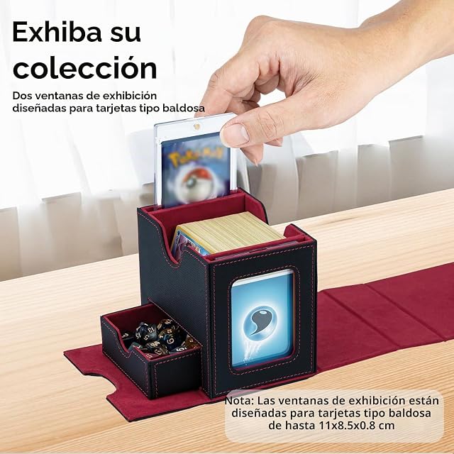 Foto 6 de 8 de Tolesum Caja de Cartas para MTG, Card Deck Box para 100+ Cartas con 2 Pantallas Commander, Magnetic Flip Box…