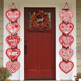 Heart Banner Decorations - Conversation Hearts Hanging Porch Sign Banner Heart Garland Wedding/Valentines/Anniversary/Engagement/Birthday Party Decorations