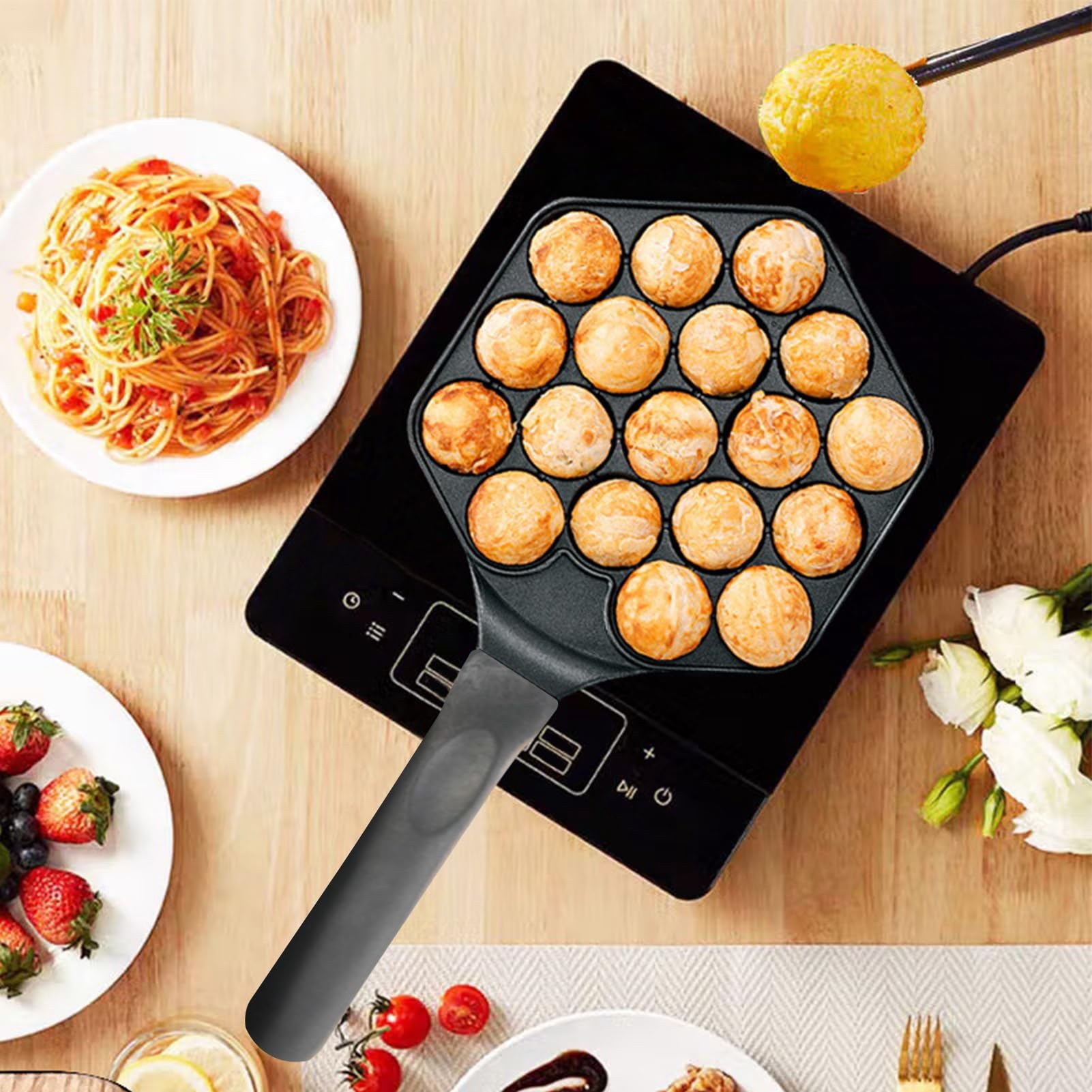 Máquina Para Takoyaki | Plancha Para Takoyaki - Utensilio de Cocina Multi-cavidad para Hacer Especialidades Japonesas, para Entusiastas de la Cocina Asiática, Principiantes, Amas de