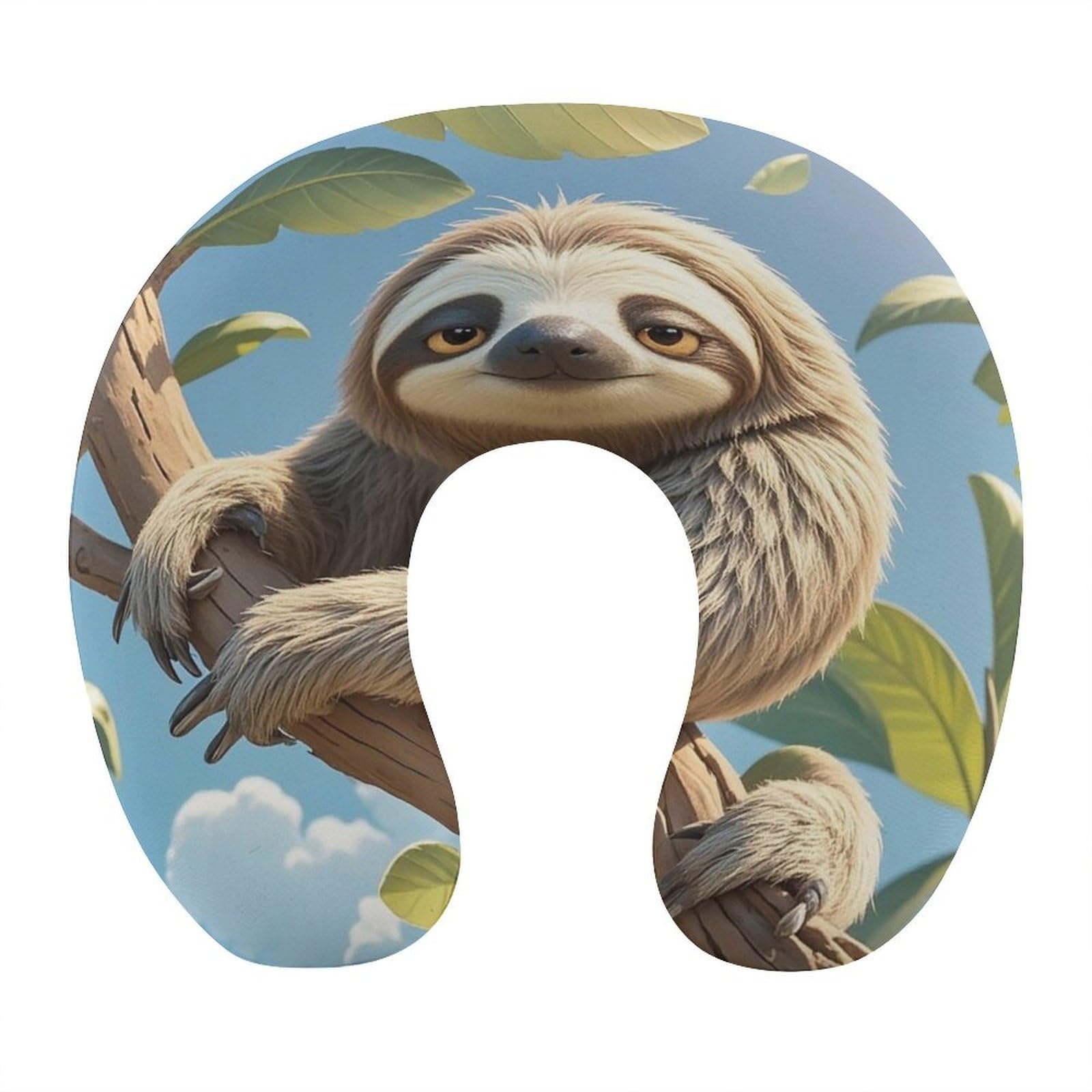 FekiLoot Cartoon Sloth Travel Pillow Comfortable U Shape Memory Foam Pillows Neck and Head Support Portable Travel Neck Pillow Suitable for Planes Trains Self-Driving Cars