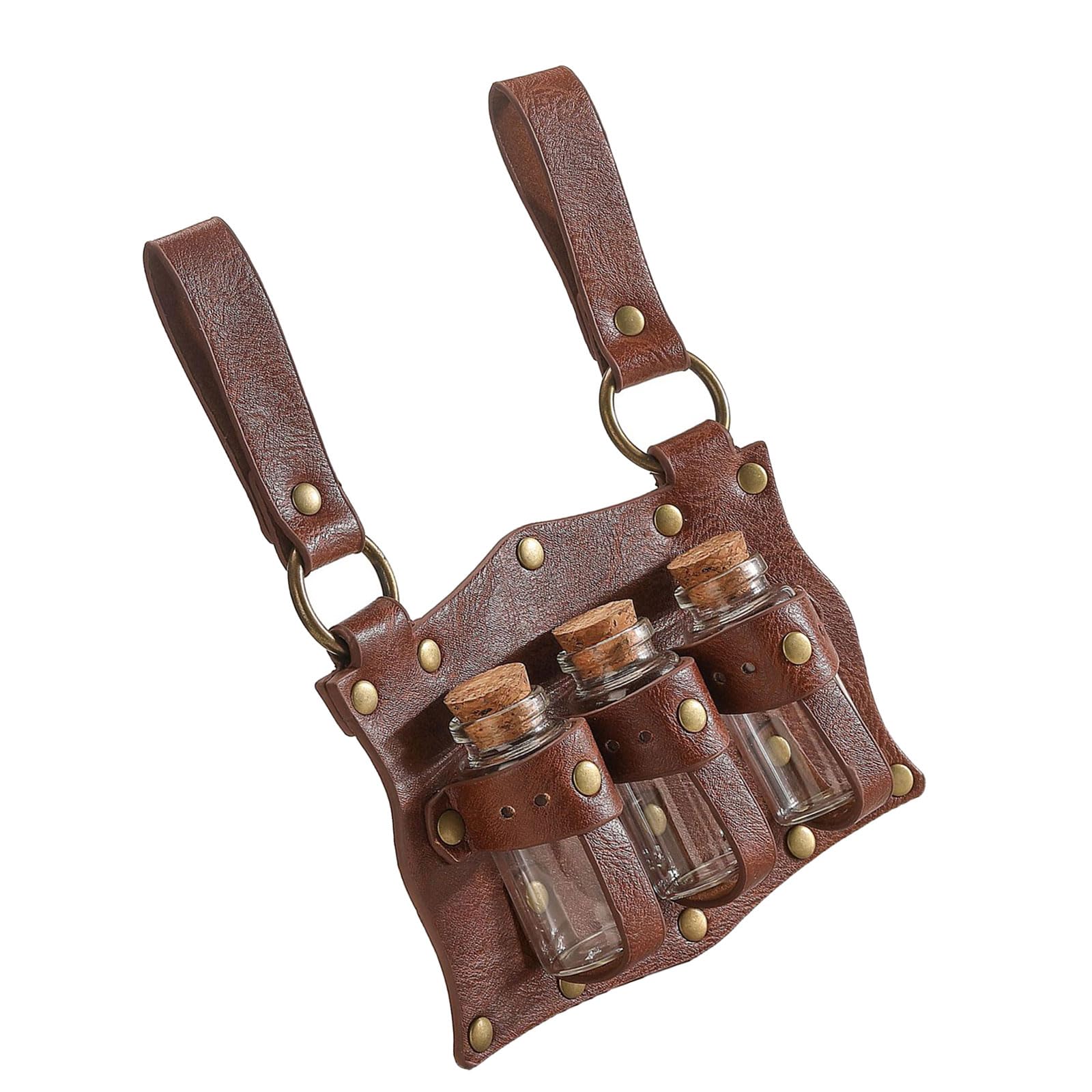 Ksikdeg Light Brown Medieval Potion Holder Cork Potion Bottle Cosplay Accessories Historical Belt For Renaissances And Fantasy Role