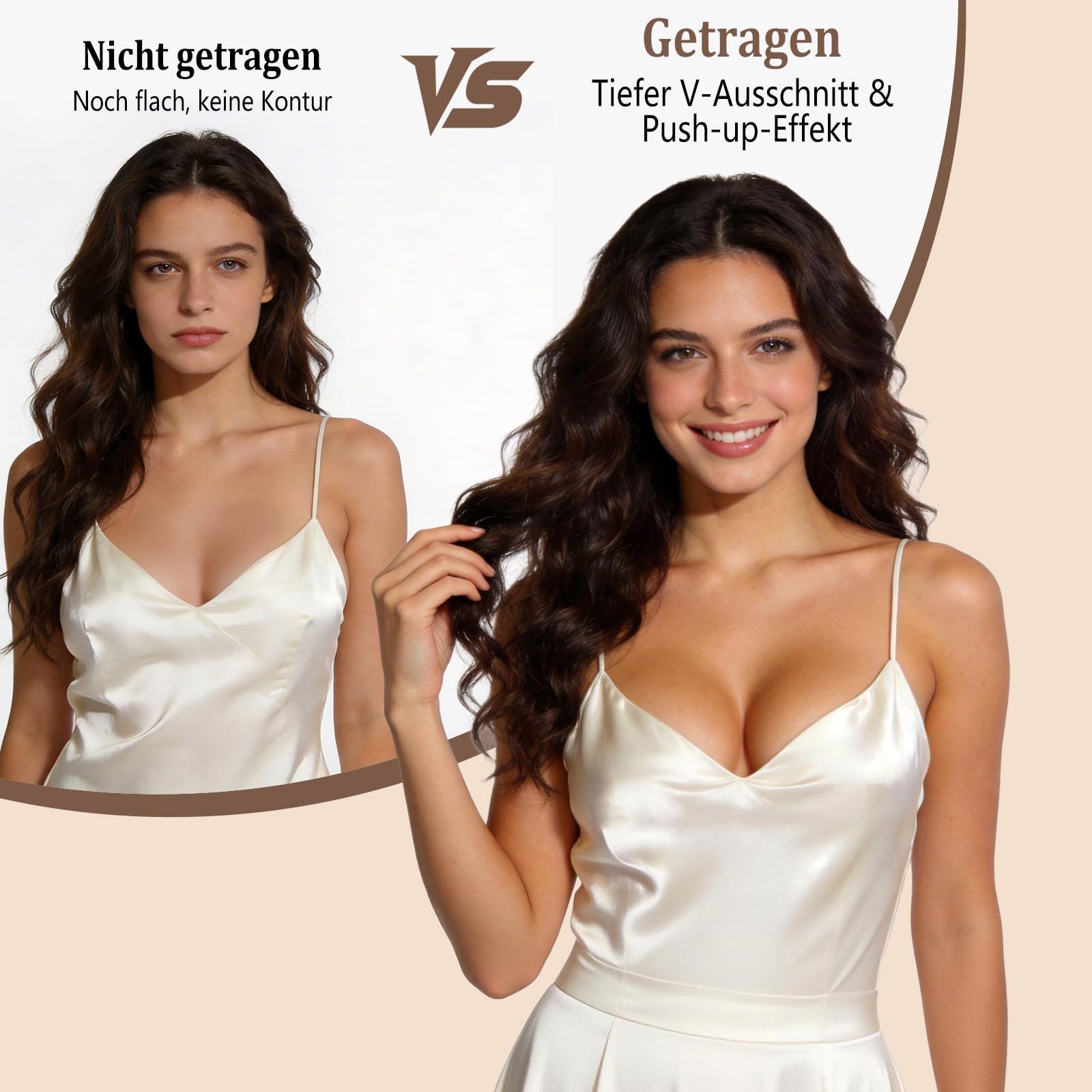 Klebe BH Push Up, Unsichtbarer BH Sticky Bra, Wiederverwendbarer Klebe Push Up BH für Damen, Große & Kleine Brüste mit Nippelpads & Aufklebern zur Bruststraffung, BH für Rückenfreies Kleid, Brautkleid