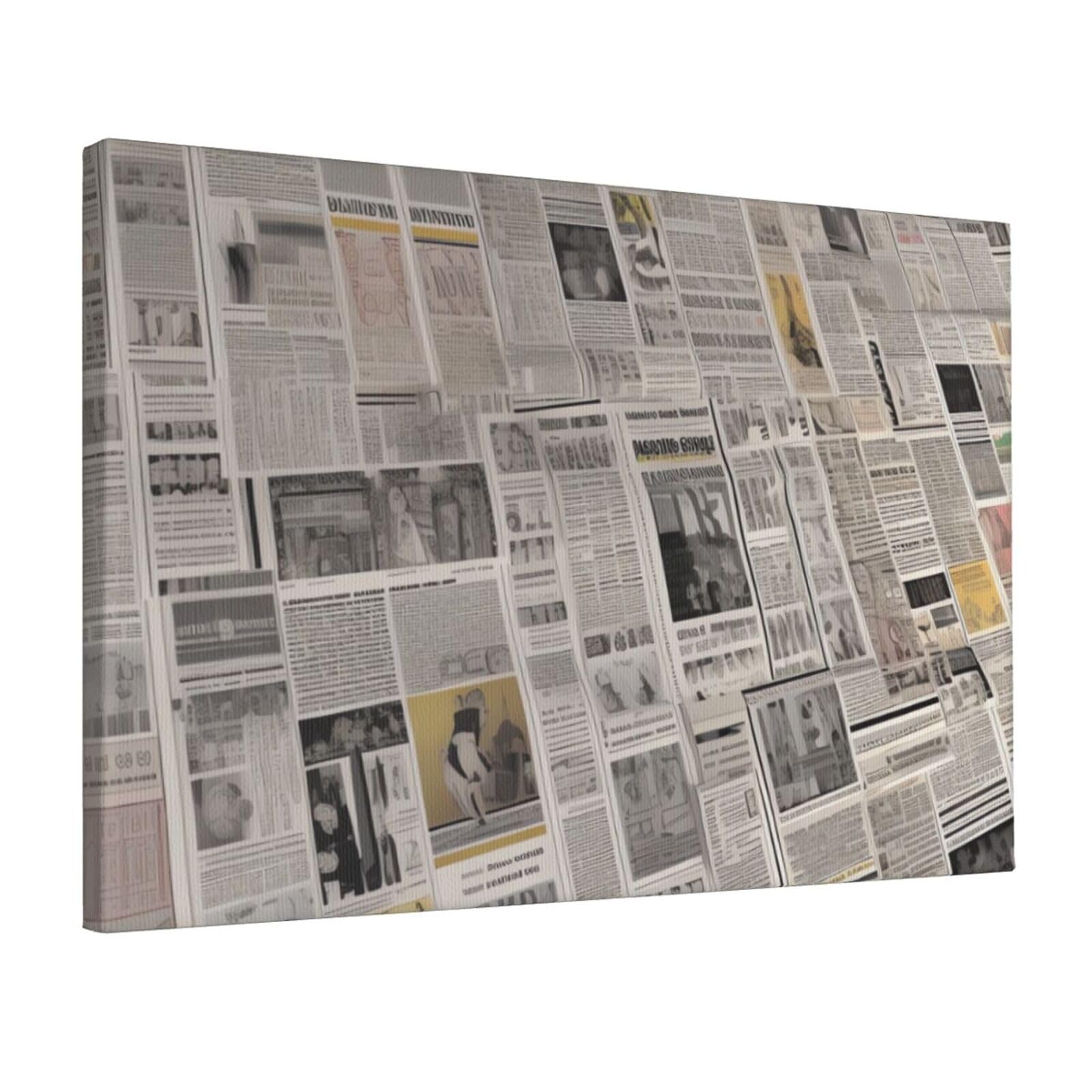 KLOPH newspaper Canvas Wall Art for Living Room 12"x18" Modern Artwork Painting for Bathroom Hanging Canvas Prints Aesthetic Wallart for Bedroom Kitchen Office Wall Decor