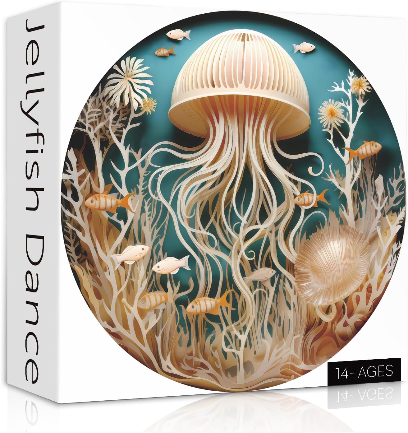 Ocean Jellyfish Puzzles for Adults 1000 Pieces, Impossible Deep Blue Sea Fish Jigsaw Puzzles, Round Jellyfish Paper Art Challenging Puzzle as Wall Decor