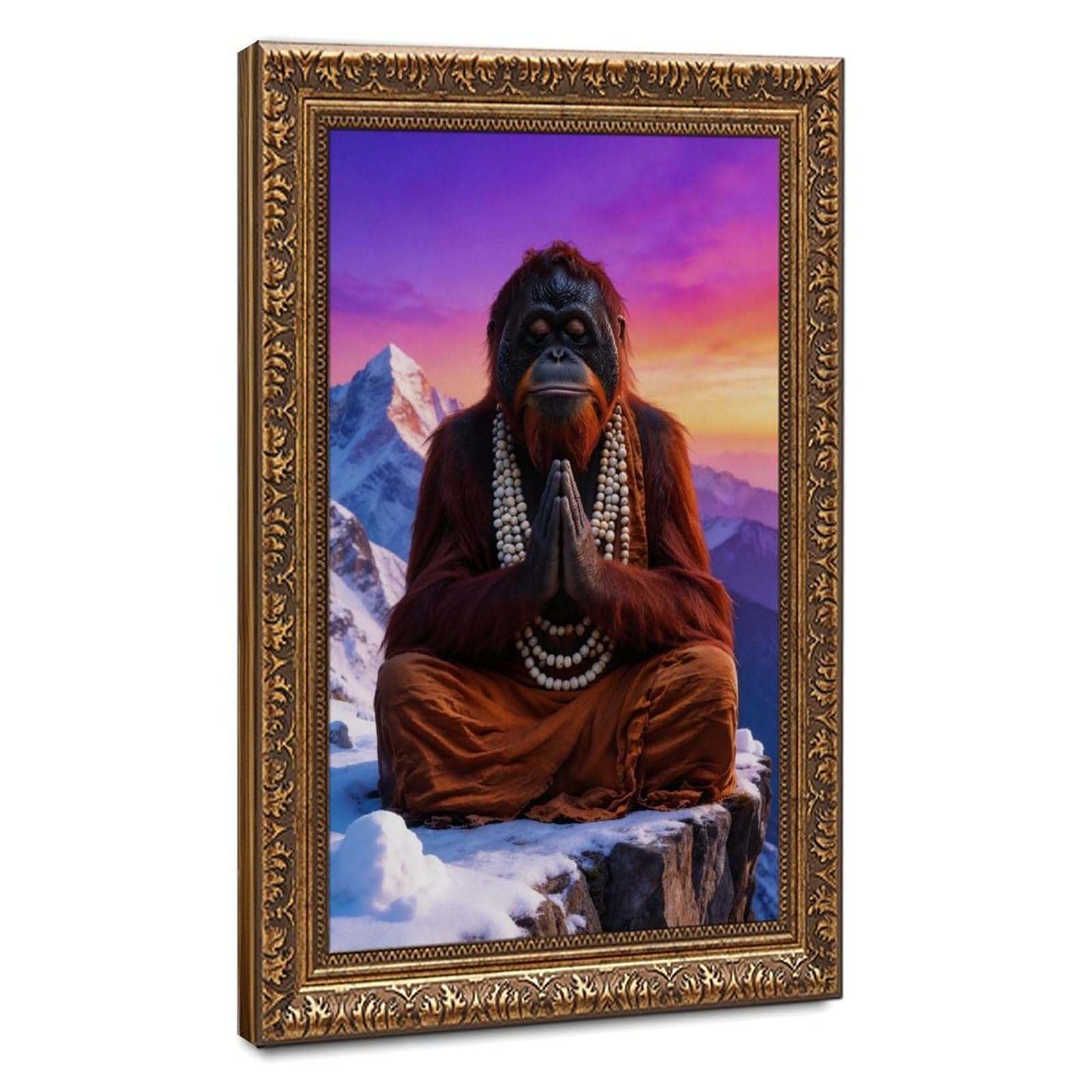 Bareronor Zen Ape Meditating Canvas Poster for Home Decor Gift
