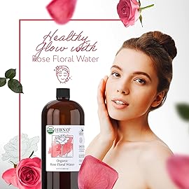 HBNO Organic Rosewater - 32 oz (950ml) Value Size - Ideal for Face Mists, Room Sprays, Fragrances, Candles, Makeup Fixers, Face wash, Lotions, and Skin Care Products.