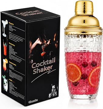 Glass Martini Shaker with Built-in Strainer, 13oz